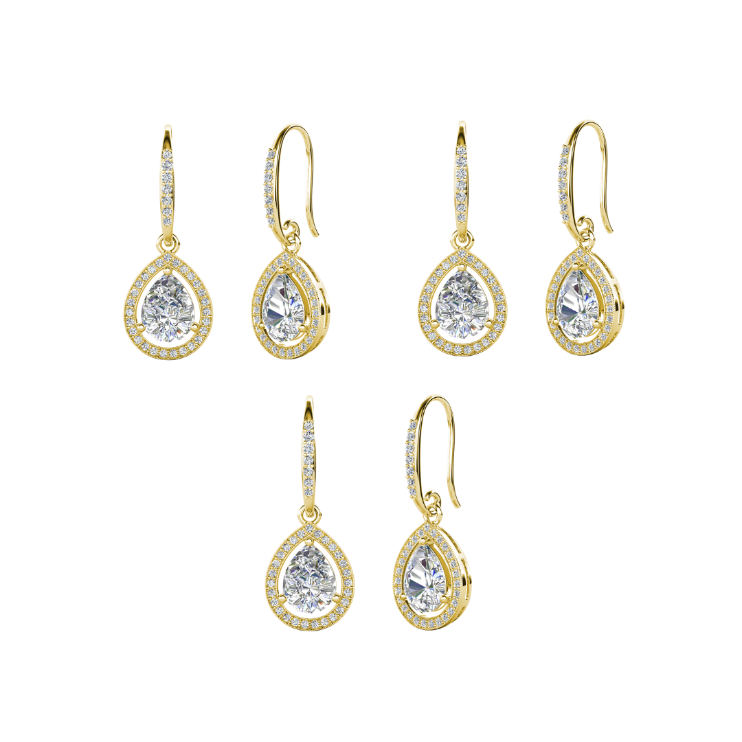 Isabel 18k White Gold Plated Halo Teardrop Earrings with Simulated Diamond Crystals