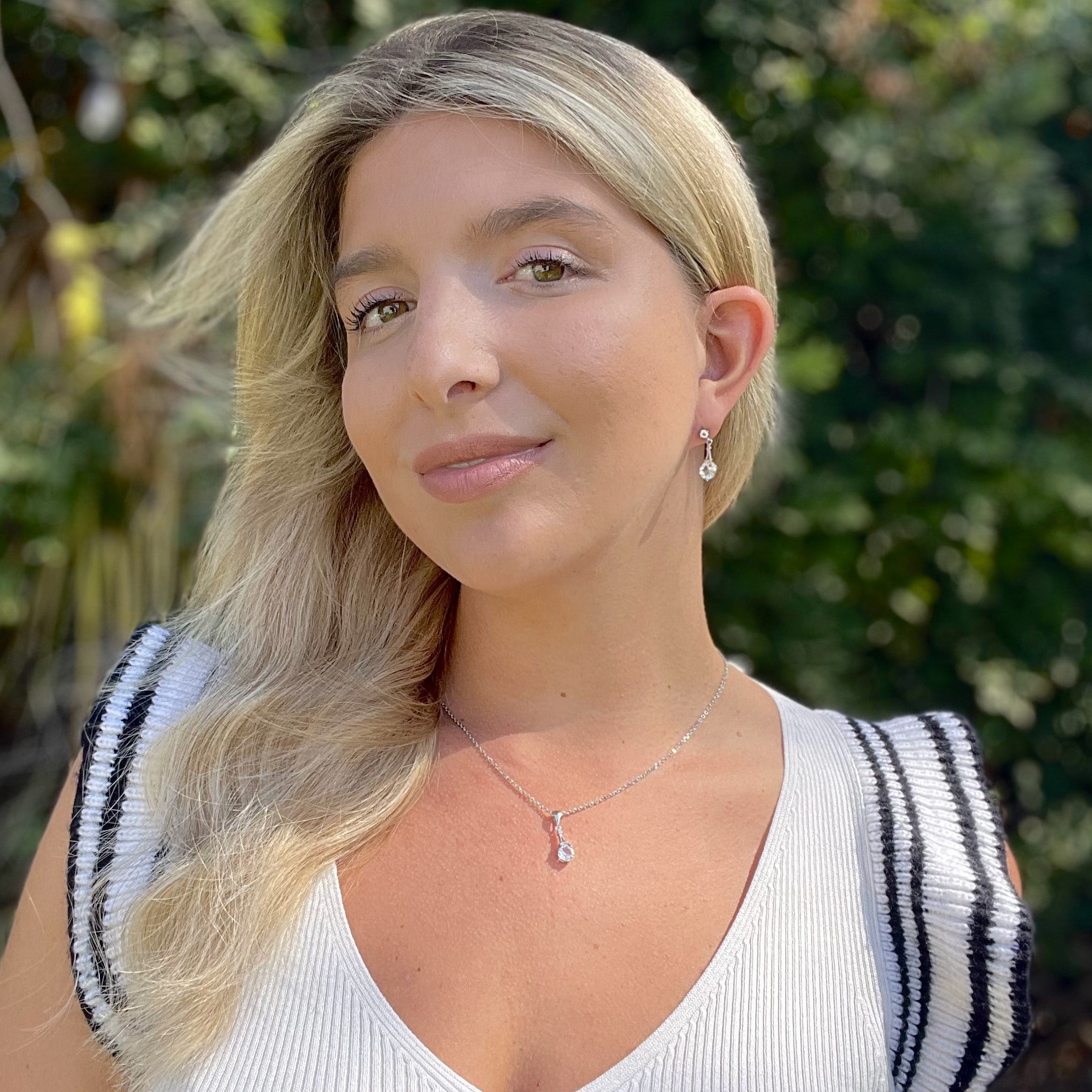 Isla 18k White Gold Plated Pendant Necklace with Round Swarovski Crystal