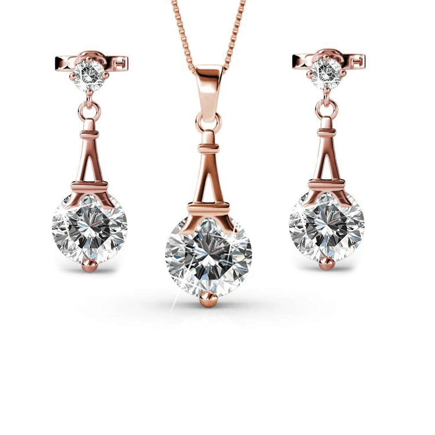 Isla 18k White Gold Plated Necklace and Earrings Jewelry Set