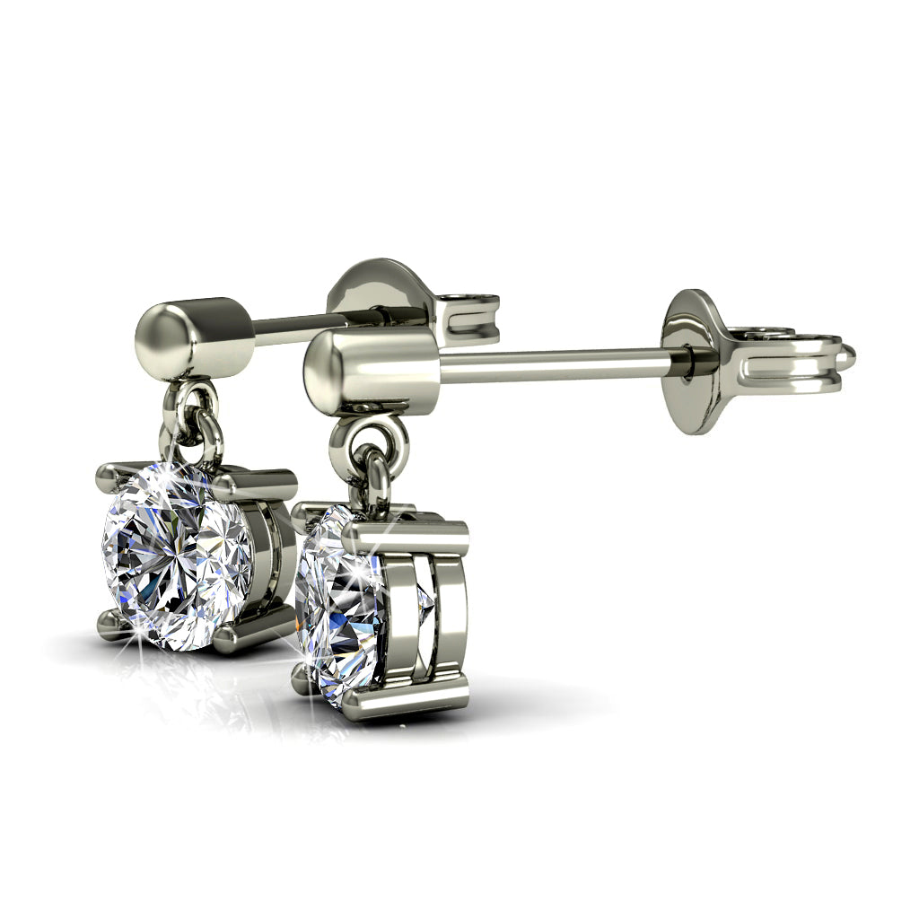 Jamie 18k White Gold Plated Drop Dangle Stud Earrings with Swarovski Crystals — Final Sale