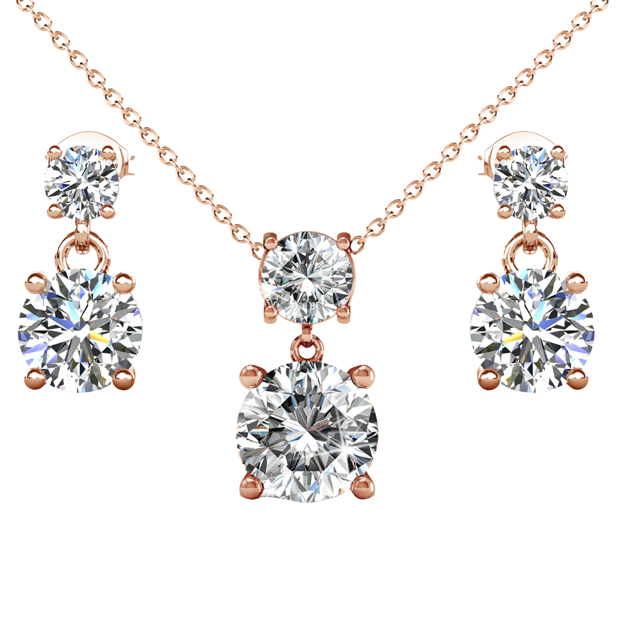 Jasmine 18k White Gold Plated Necklace and Earrings Jewelry Set with Swarovski Crystals