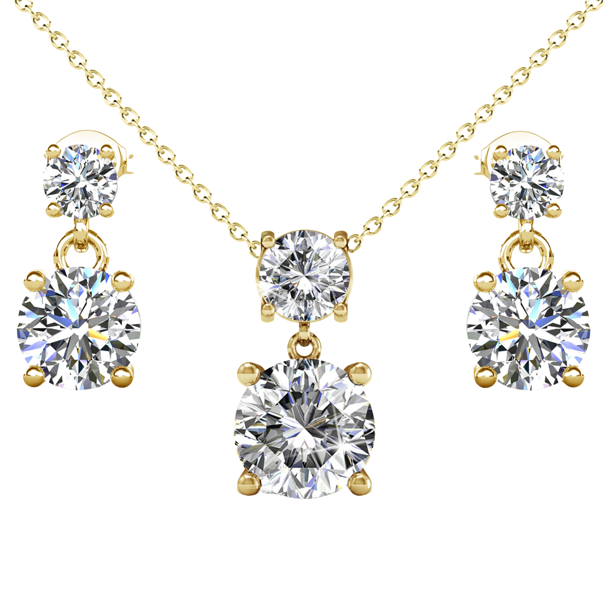 Jasmine 18k White Gold Plated Necklace and Earrings Jewelry Set with Swarovski Crystals