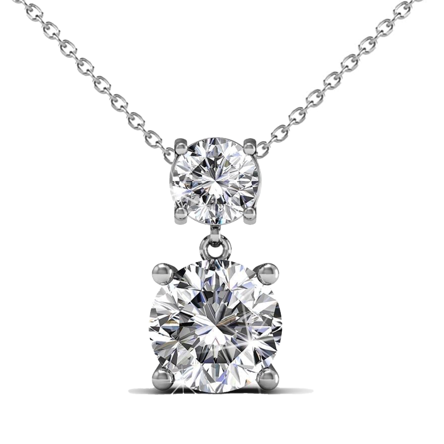 Jasmine 18k White Gold Plated Necklace and Earrings Jewelry Set with Swarovski Crystals