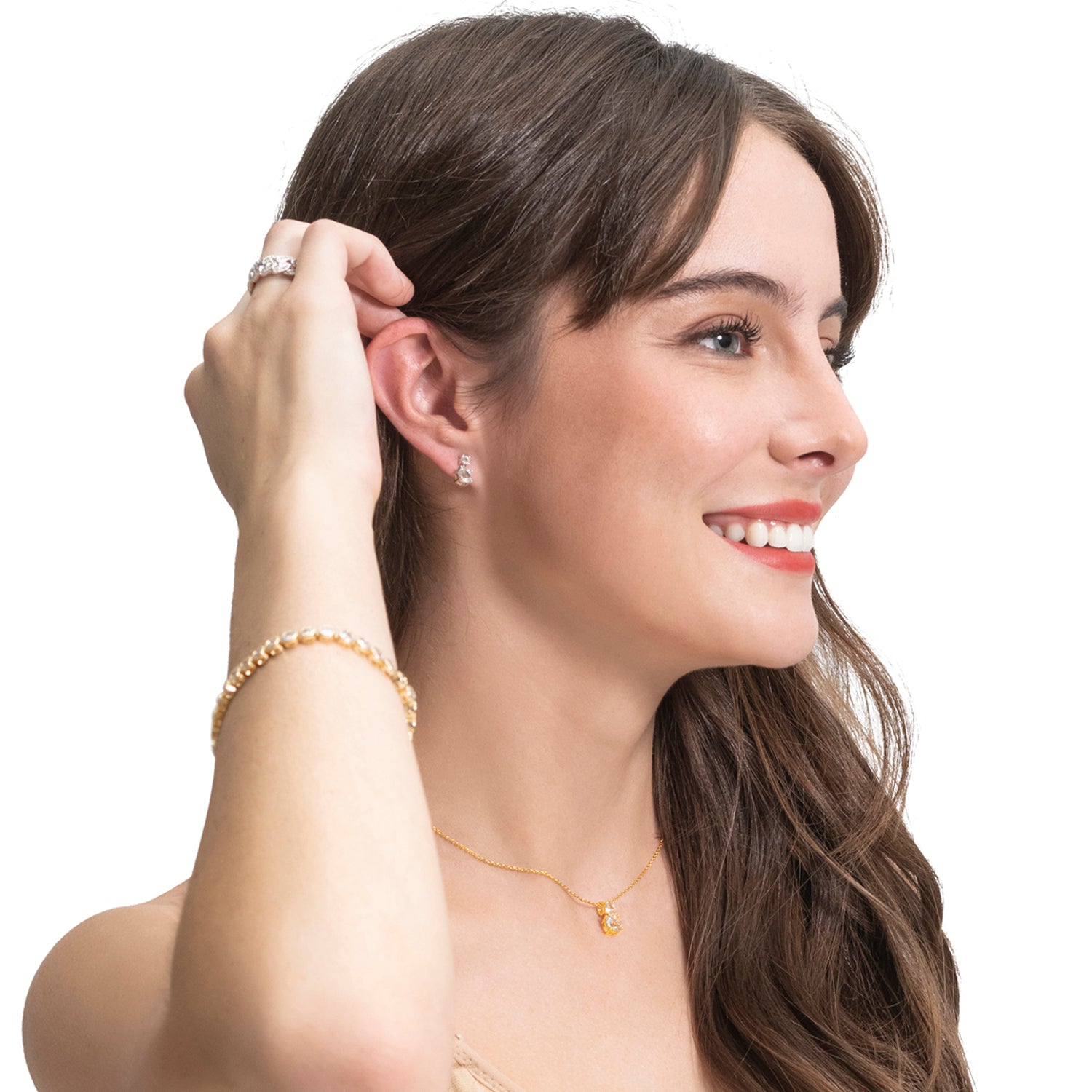 Jasmine 18k White Gold Plated Drop Earrings with Swarovski Crystals