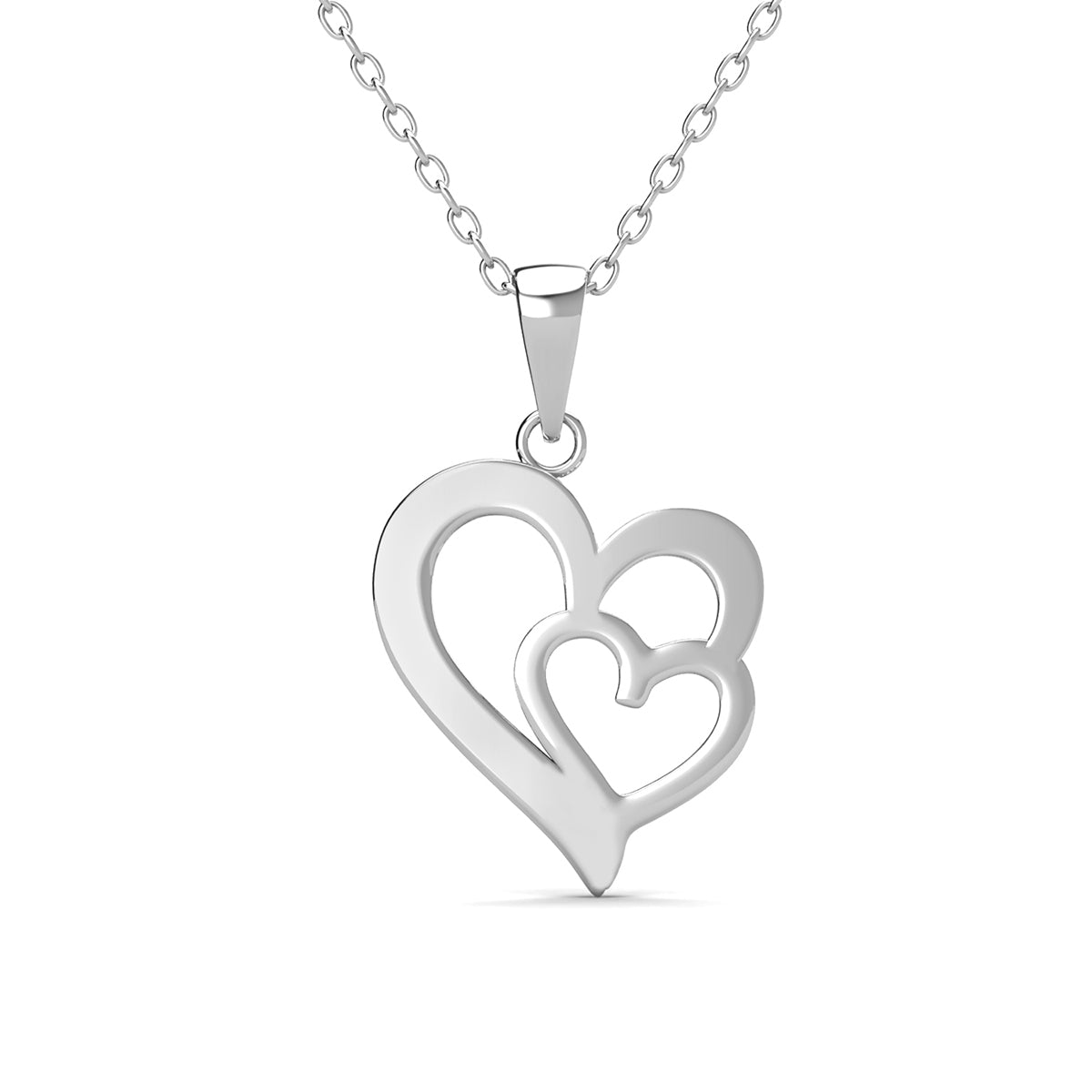 Jennifer 18k White Gold Plated Double Heart Necklace with Swarovski Crystals