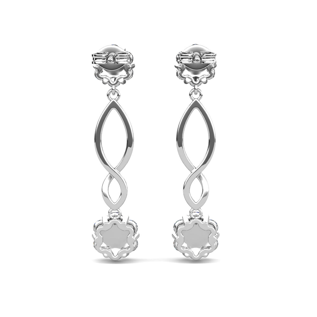 Jessica 18k White Gold Plated Dangle Earrings with Swarovski Crystals