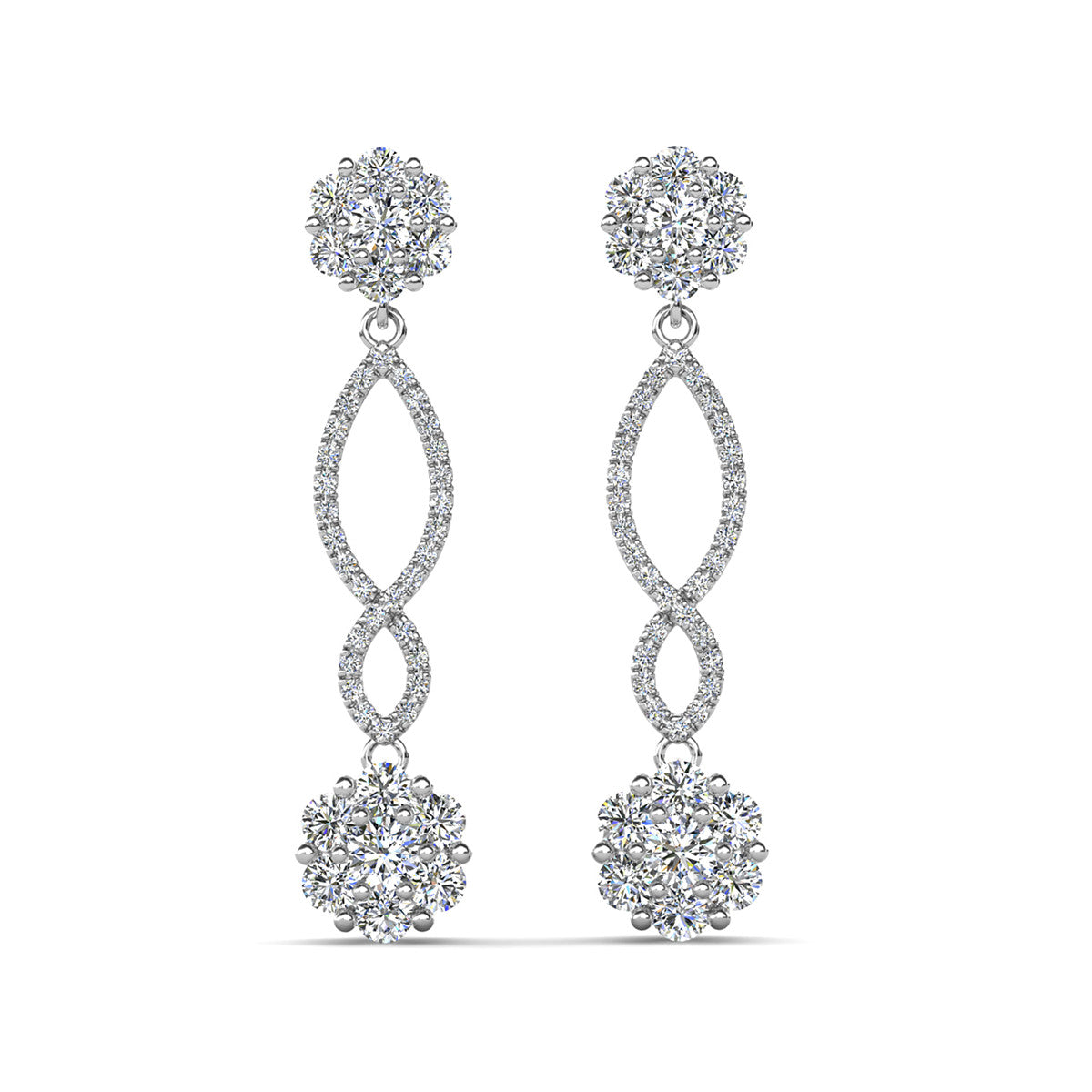 Jessica 18k White Gold Plated Dangle Earrings with Swarovski Crystals