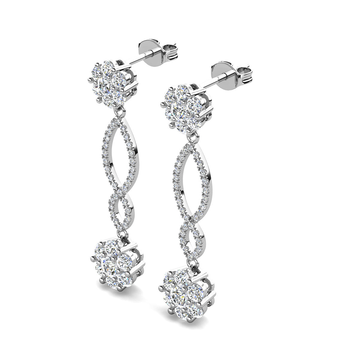 Jessica 18k White Gold Plated Dangle Earrings with Swarovski Crystals