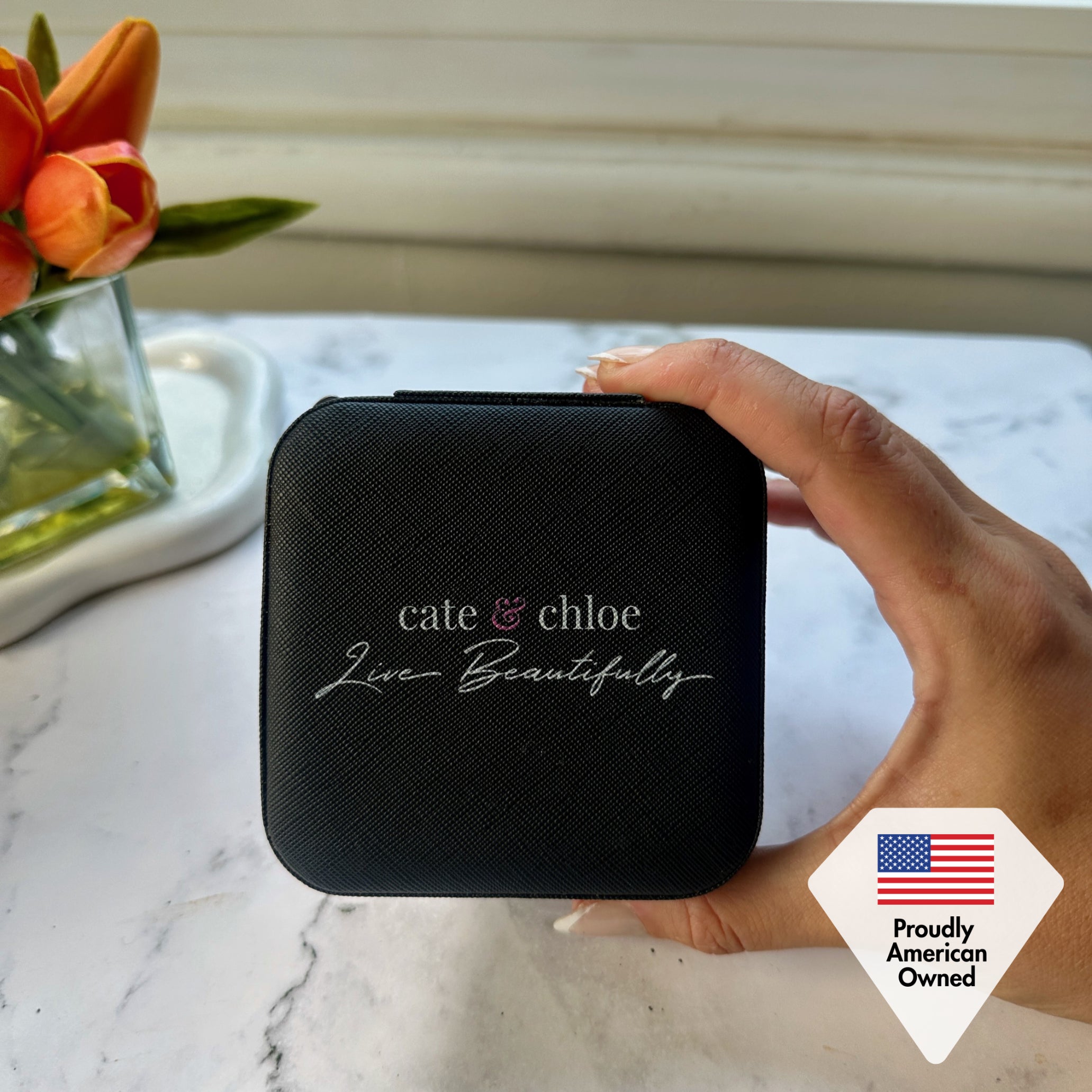 Jewelry Travel Case, Black Mini Jewelry Box Organizer for Women - Fab Fav Deal