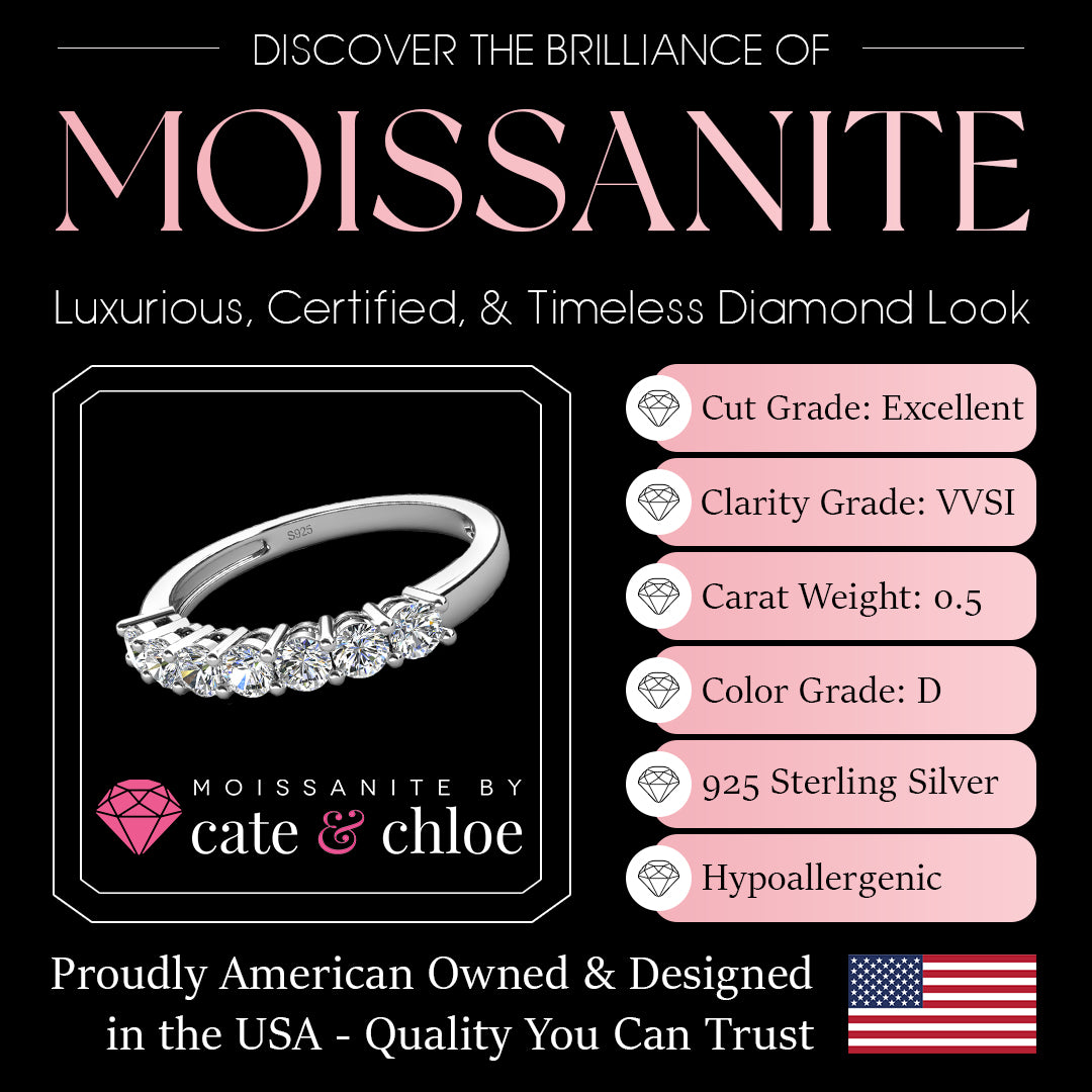 Moissanite by Cate & Chloe Josephine Sterling Silver Ring with Moissanite Crystals