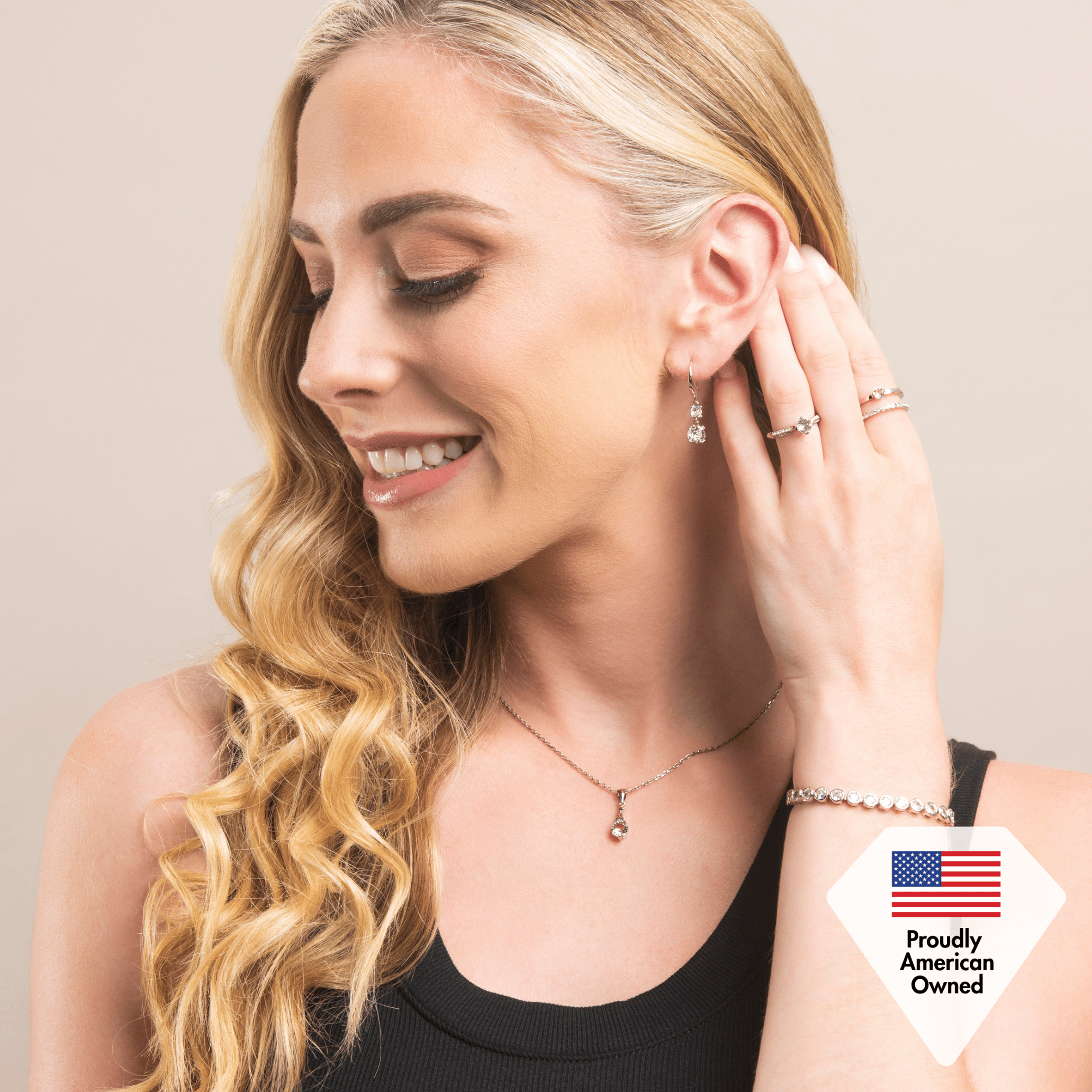 Kadence 18k White Gold Plated Drop Dangle Earrings with Swarovski Crystals