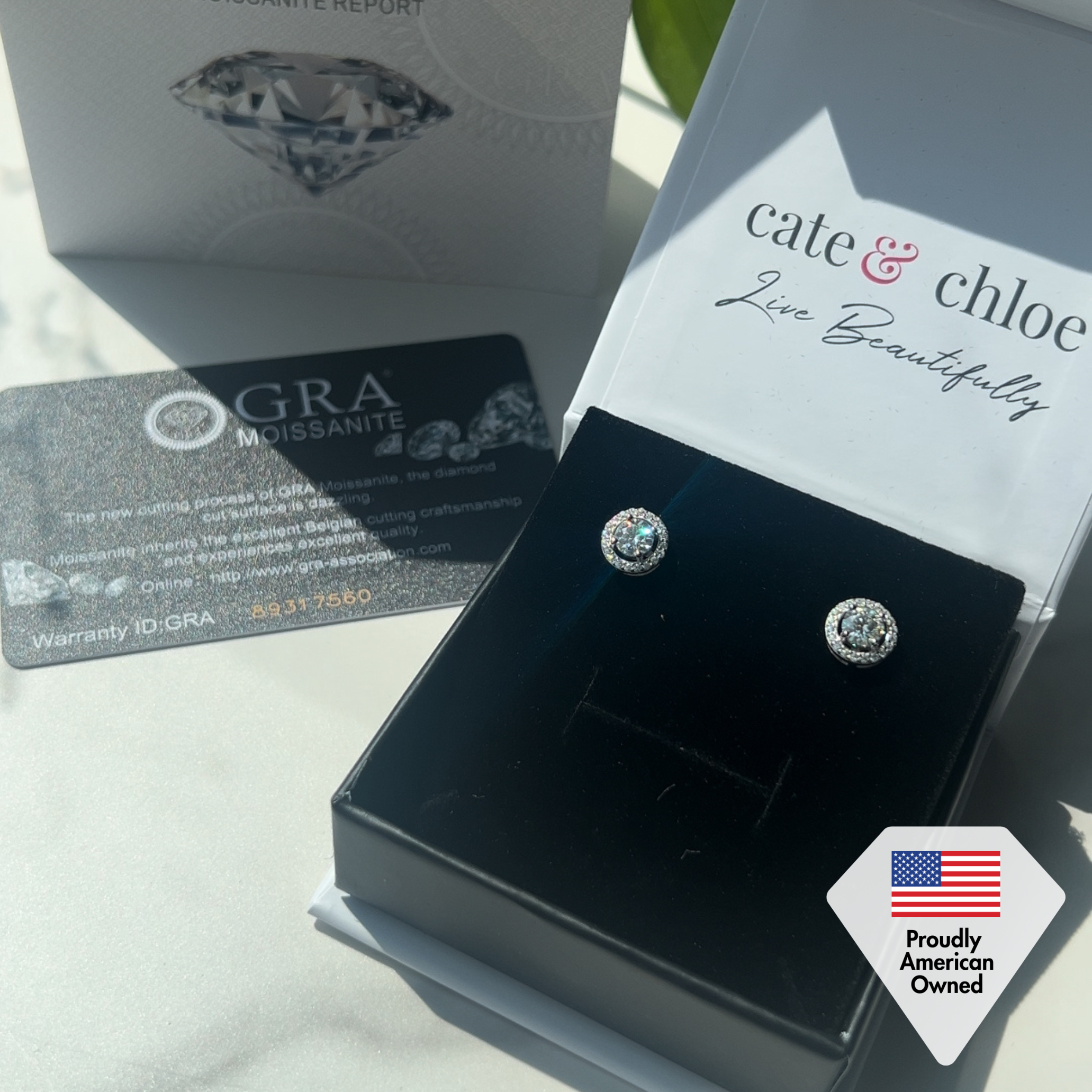 Moissanite by Cate & Chloe Kailani 18k Gold Plated 925 Sterling Silver Stud Earrings 1.18tcw