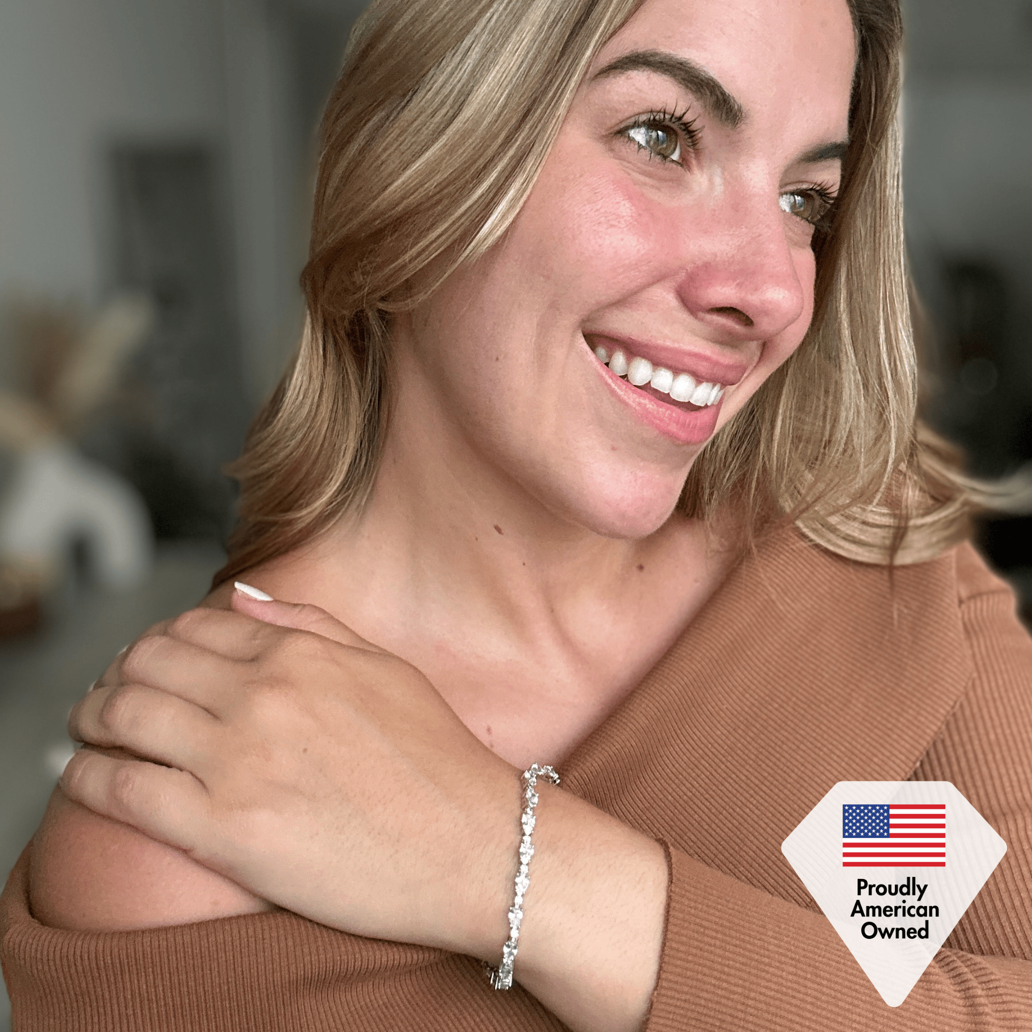 Katelynn 18k White Gold Plated Tennis Bracelet with Simulated Diamond Crystals