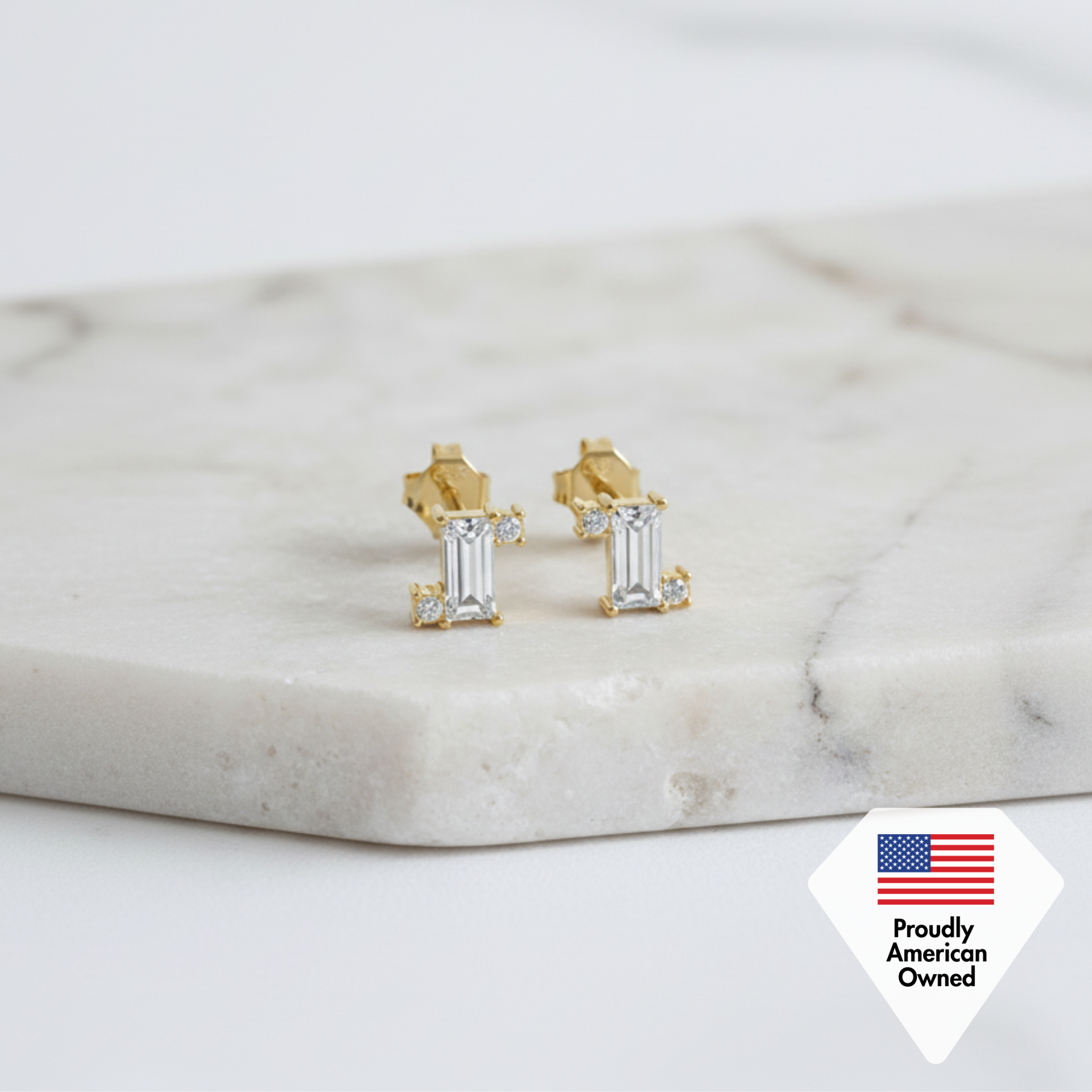 Kimberly 18k White Gold Plated Solitaire Stud Earrings with Swarovski Crystals