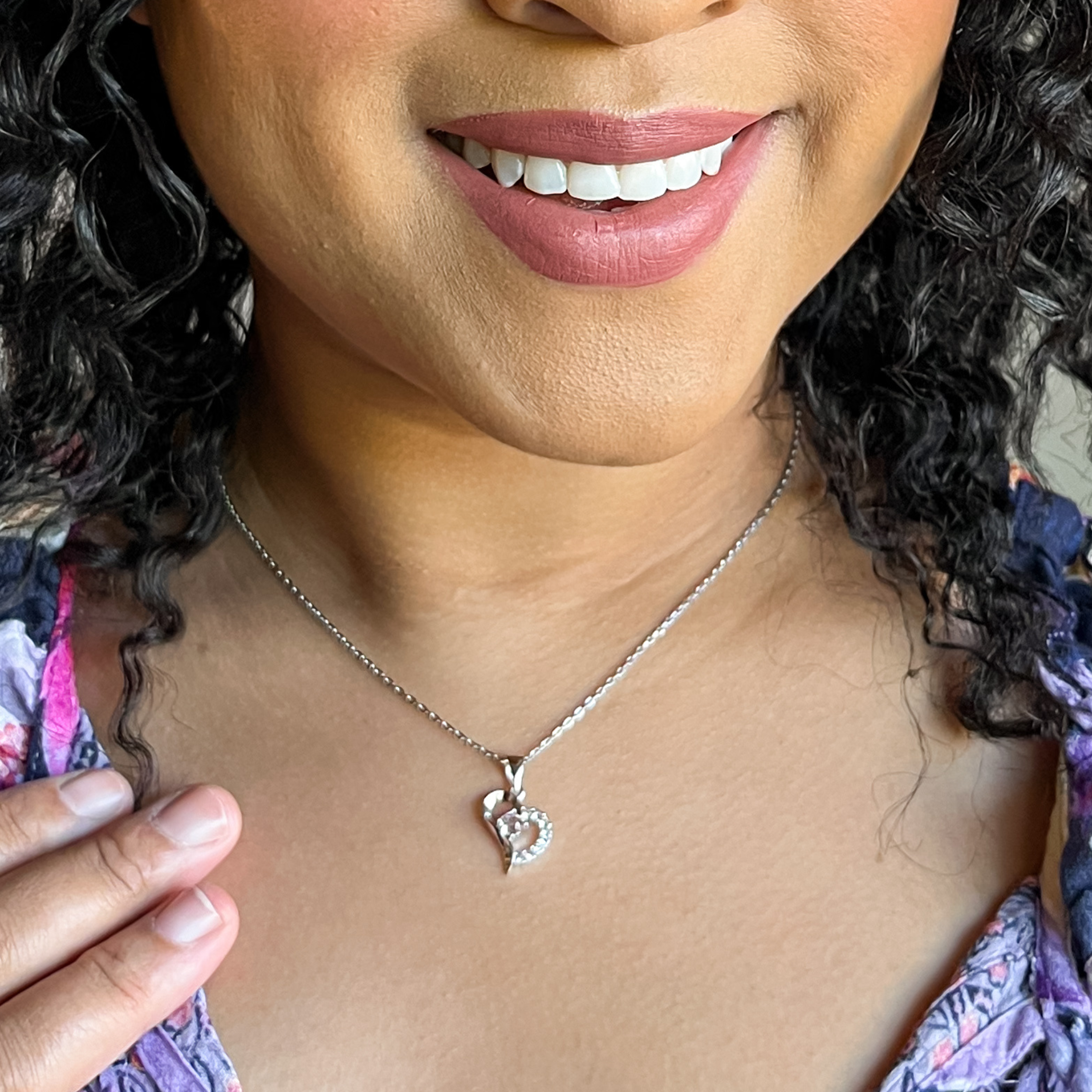 Laila 18k White Gold Pendant Necklace  with Swarovski Crystals - FAB FAV