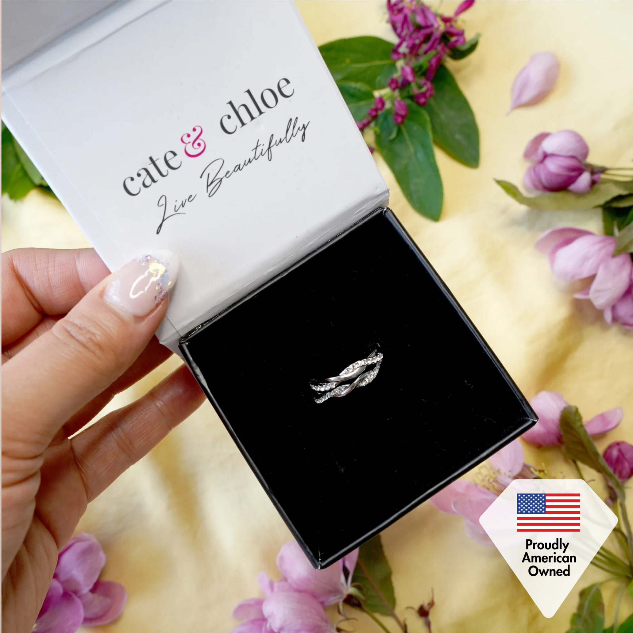 Lauren 18k White Gold Plated 22mm Twisted Hoop Earrings with Swarovski Crystals