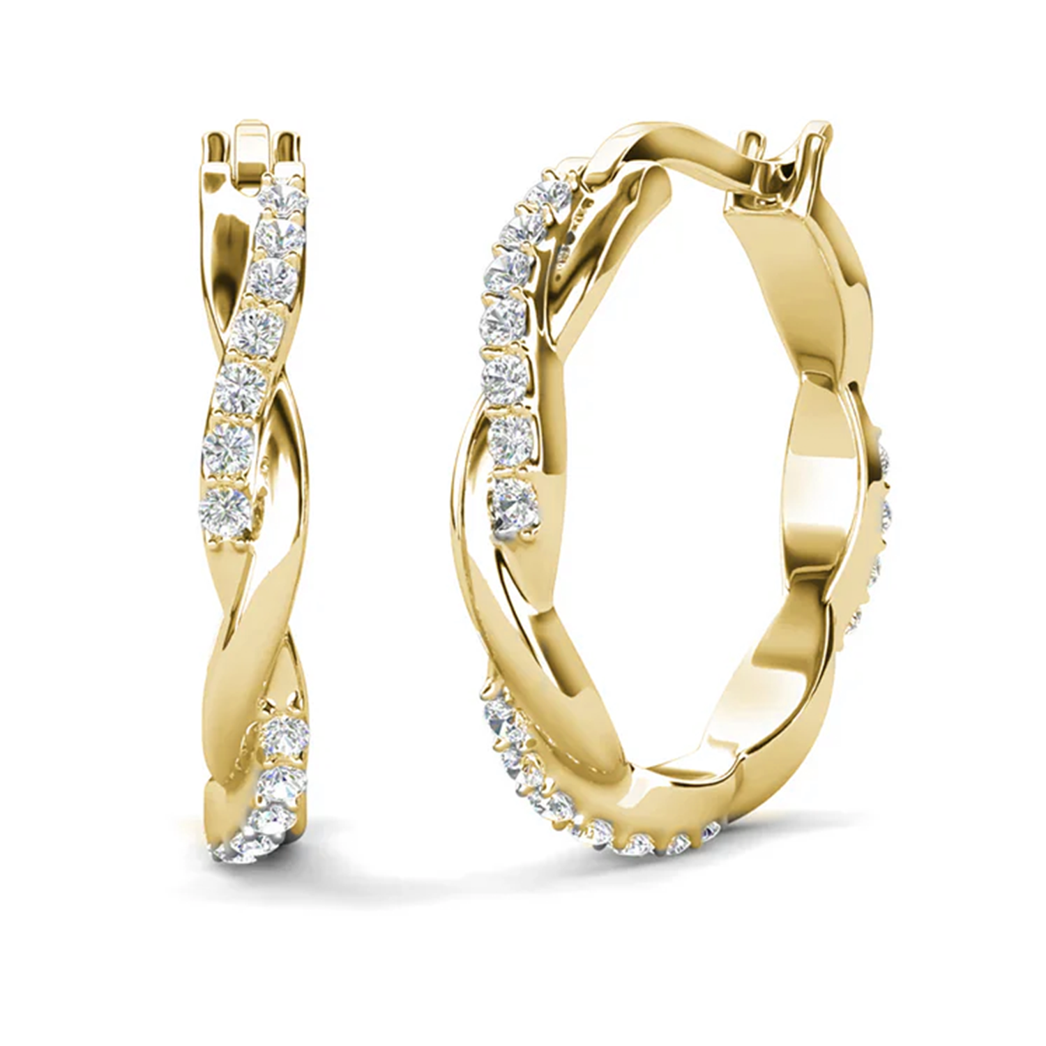 Lauren 18k White Gold Plated 22mm Twisted Hoop Earrings with Swarovski Crystals (3 Pair Set)