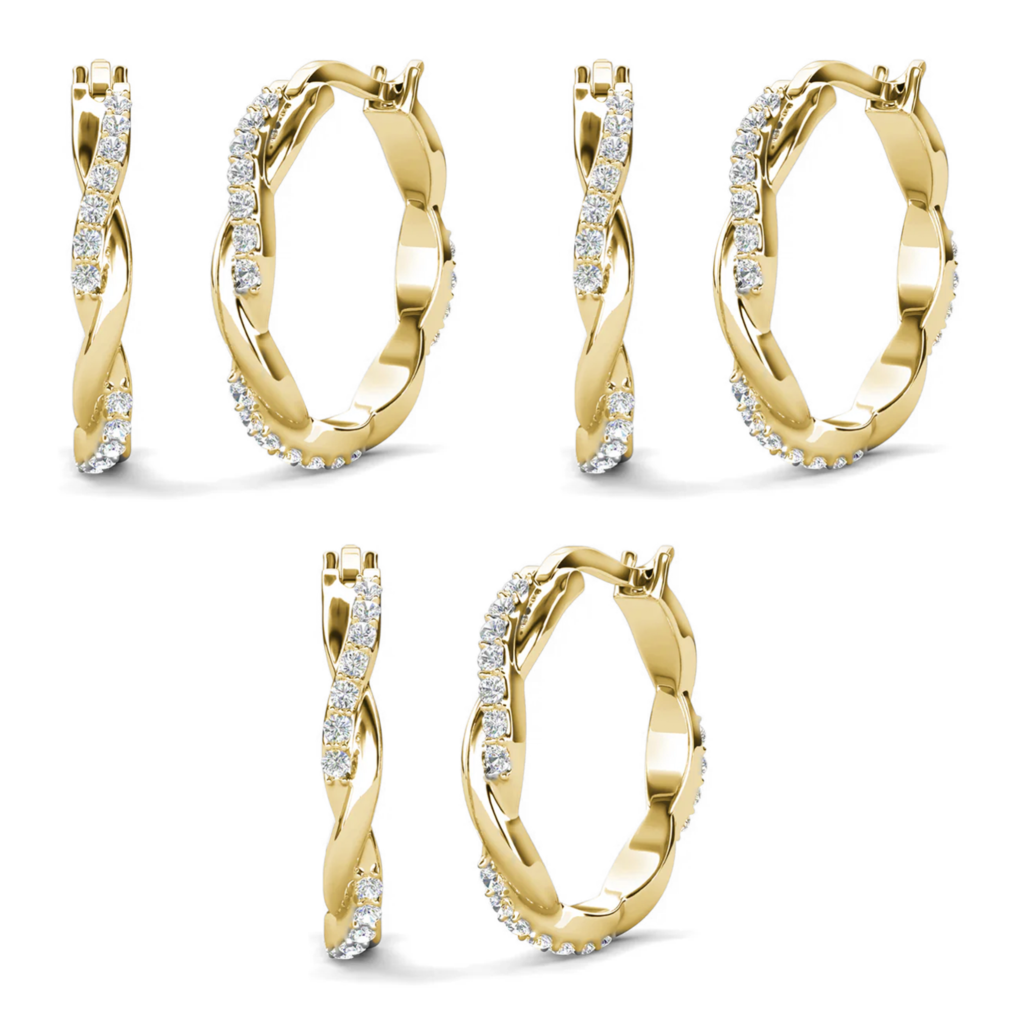 Lauren 18k White Gold Plated 22mm Twisted Hoop Earrings with Swarovski Crystals