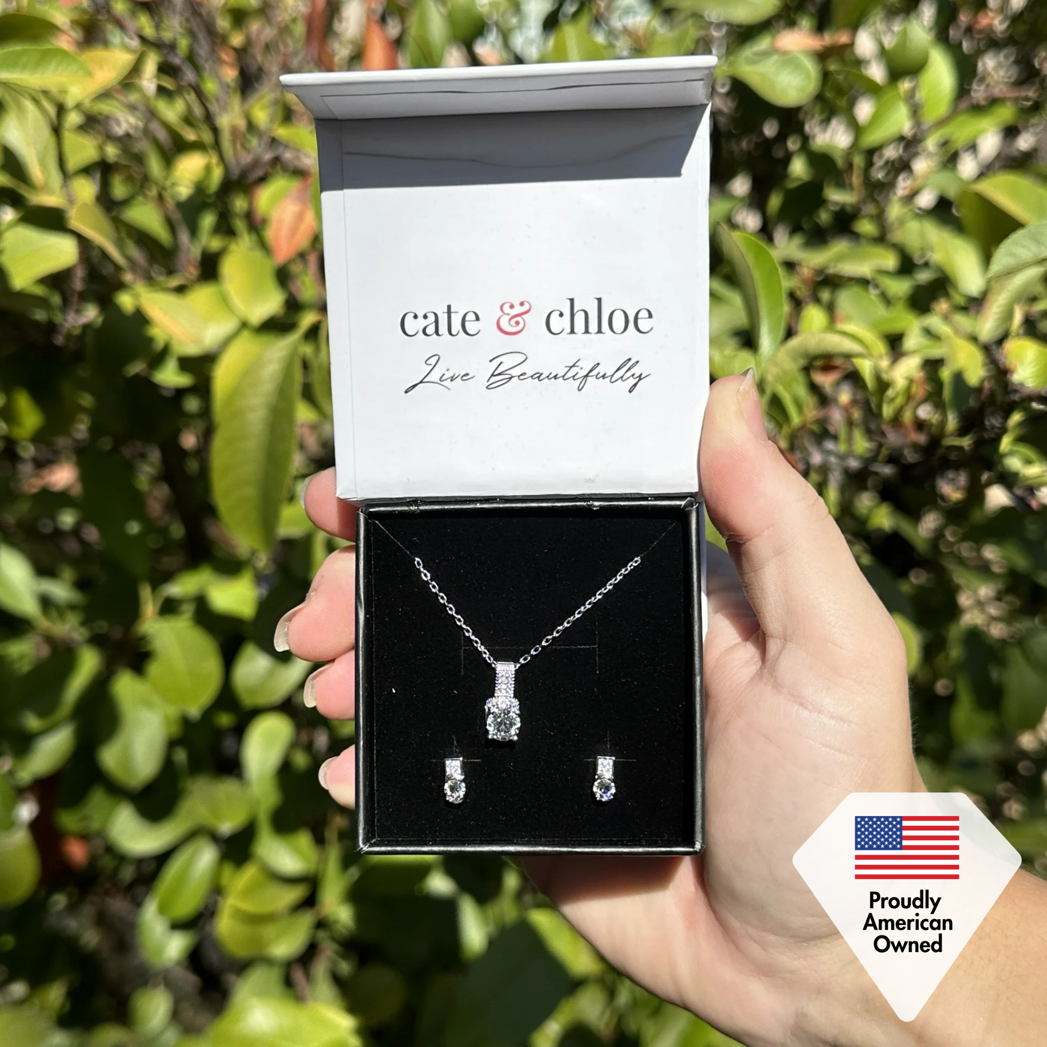 Laya 18k White Gold Plated Pendant Necklace with Swarovski Crystals