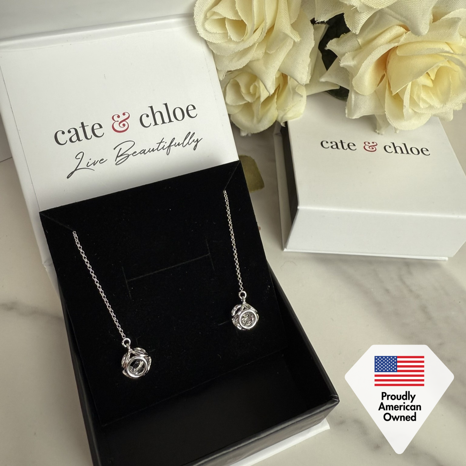 Lena 18k White Gold Dangle Earrings with Swarovski Crystals