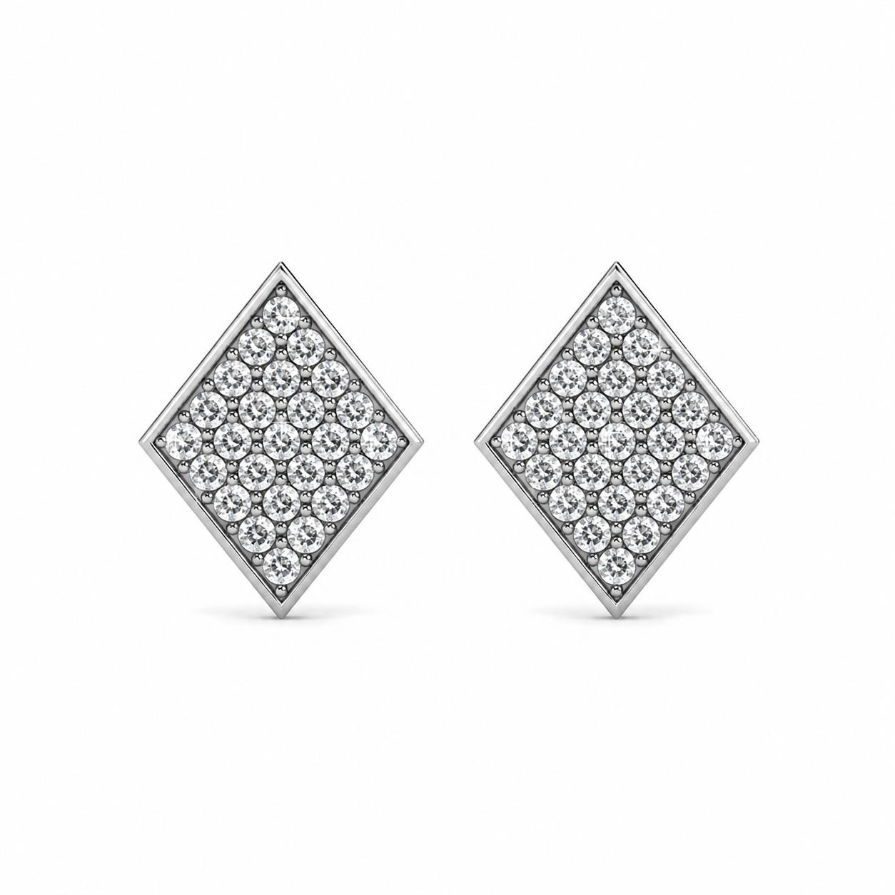 Lennon 18k White Gold Plated Diamond Shaped Stud Earrings with Swarovski Crystals