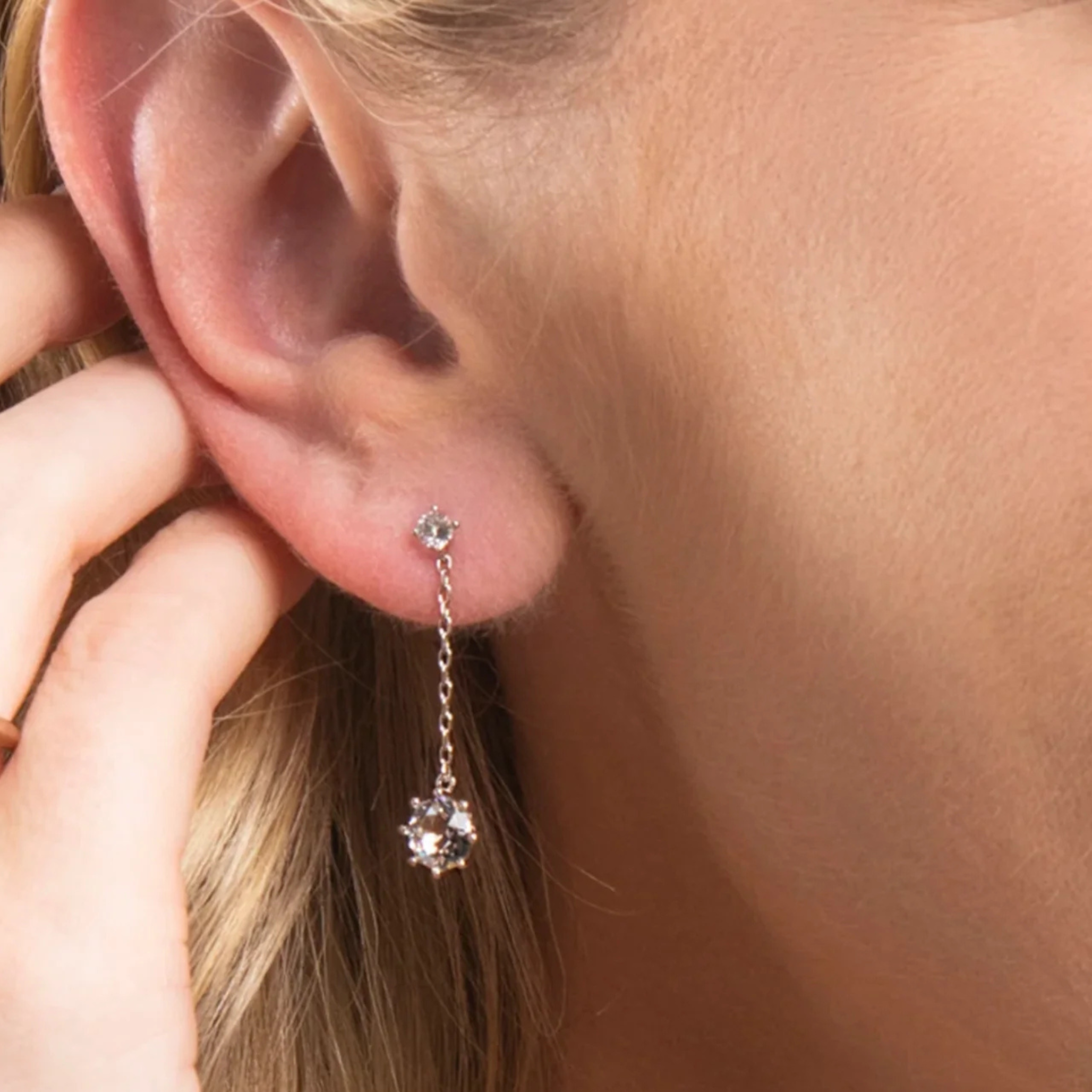 Jessie 18K White Gold Plated Dangle Stud Earrings with Swarovski Crystals