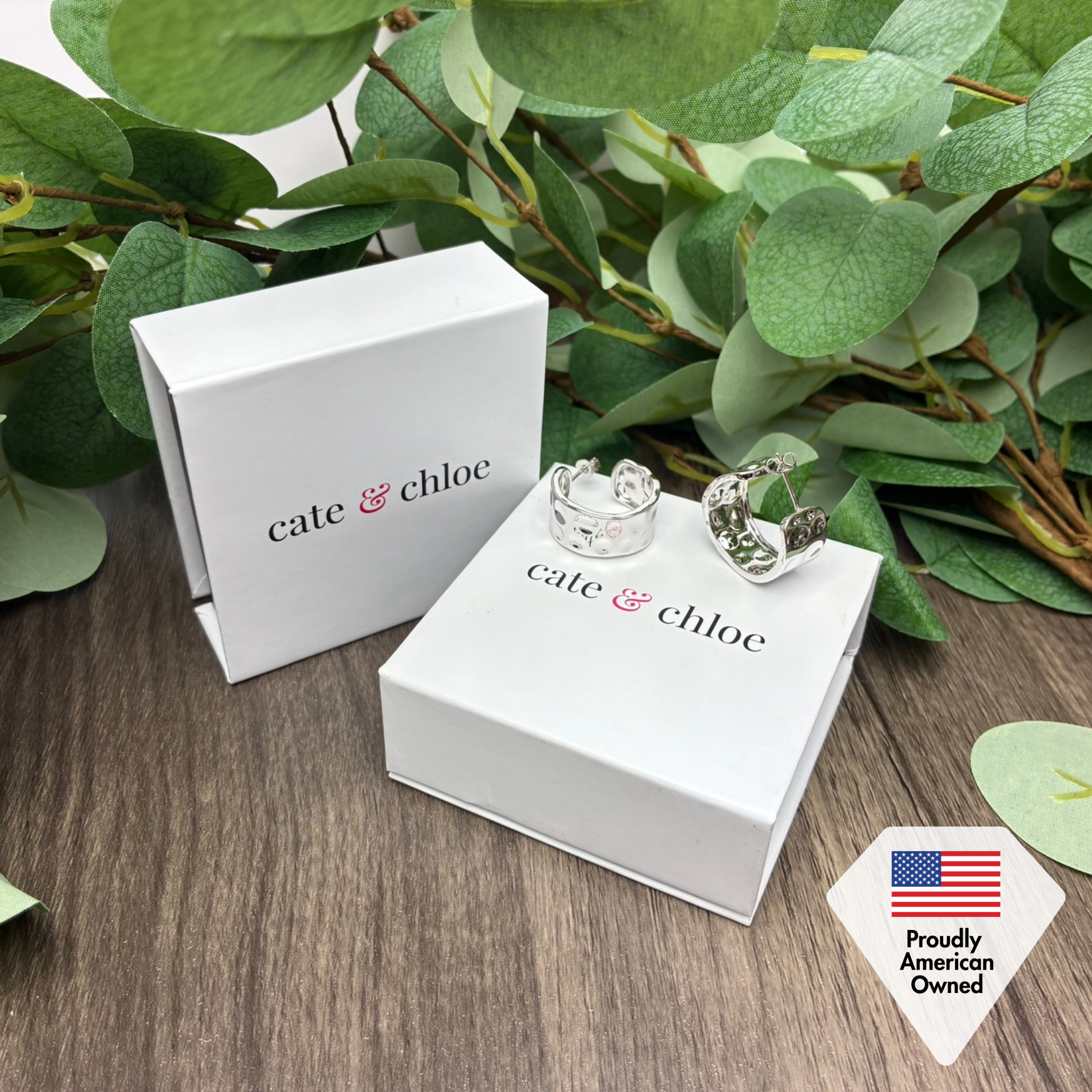 Letty 18k White Gold Plated 21mm Half Hoop Earrings