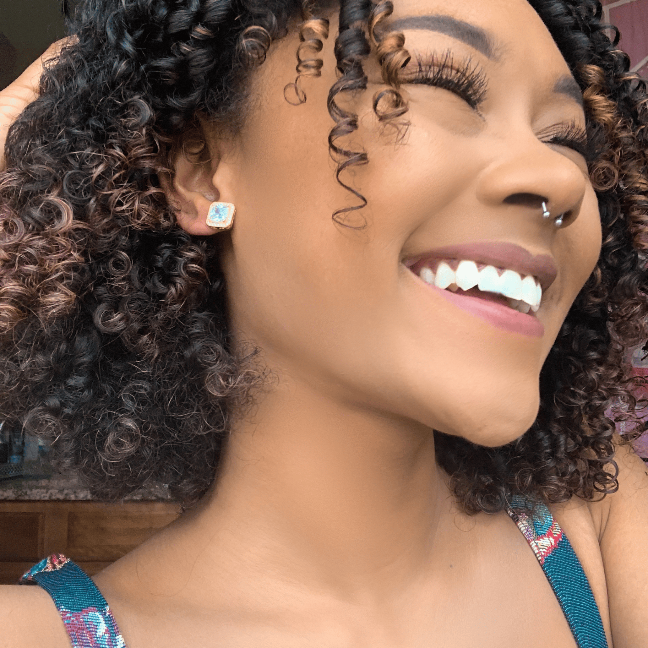 Londyn 18k White Gold Plated Princess Cut Halo Stud Earrings with Simulated Diamond Crystals