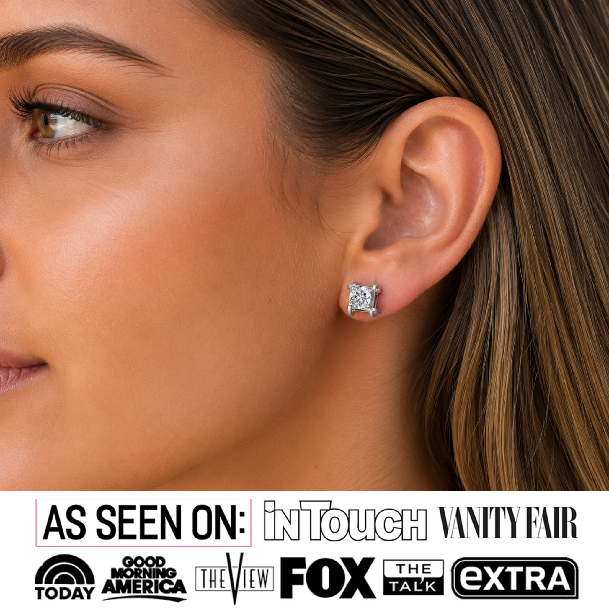 Lorelei 18k White Gold Plated Stud Earrings with Round Swarovski Crystals