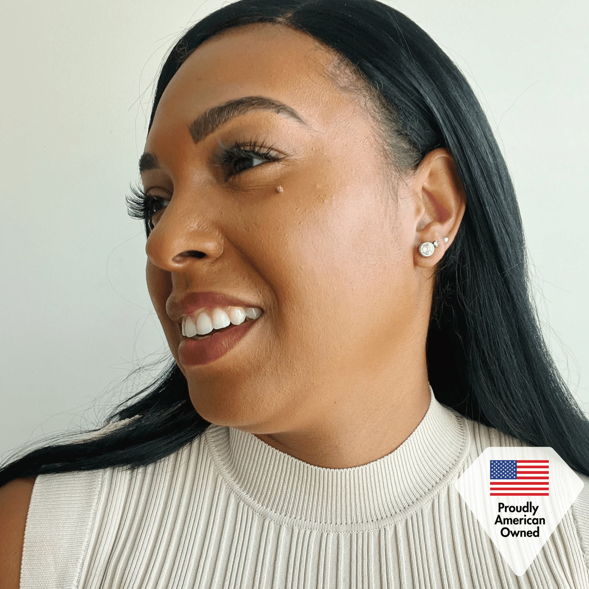 Mae 18k White Gold Plated Stud Earrings with Round Cut Swarovski Crystals