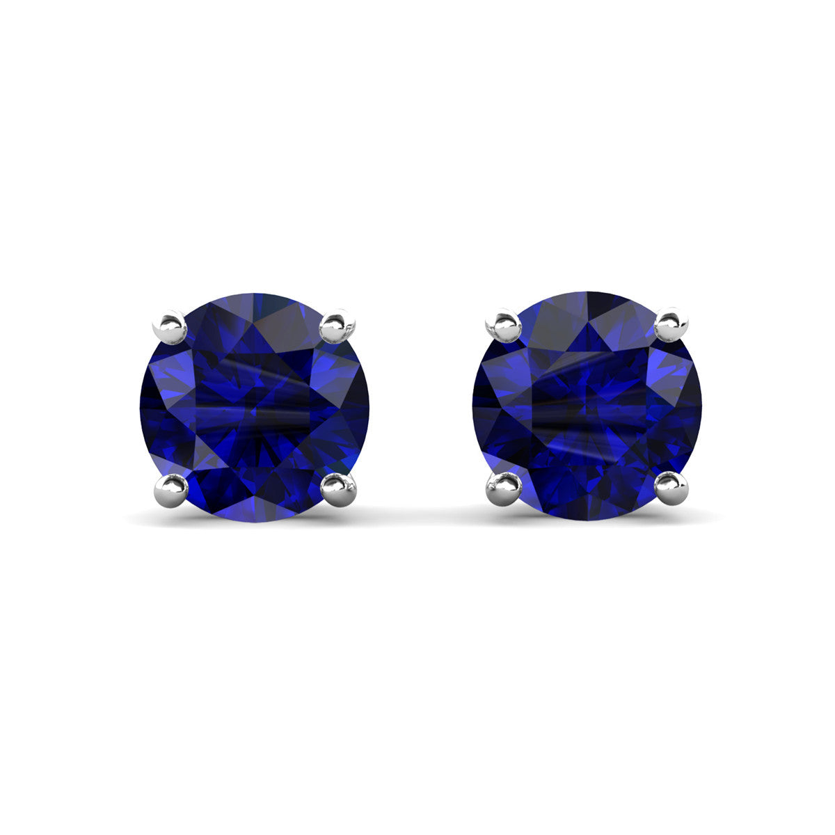 Magnolia 18k White Gold Plated Solitaire Stud Earrings with 1ct Simulated Diamond Crystals