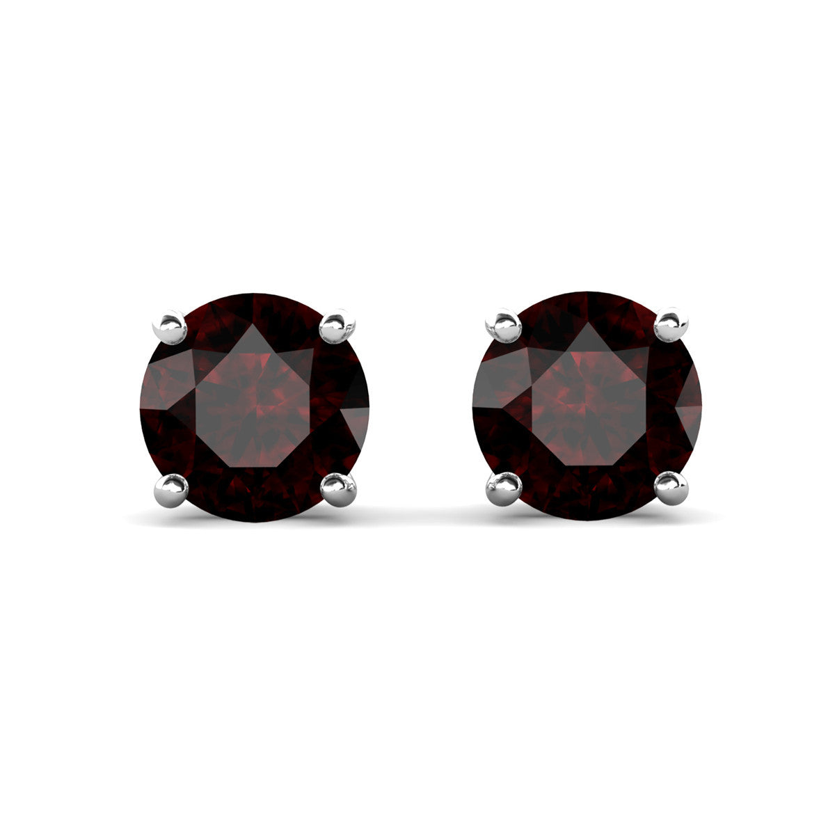 Magnolia 18k White Gold Plated Solitaire Stud Earrings with 1ct Simulated Diamond Crystals