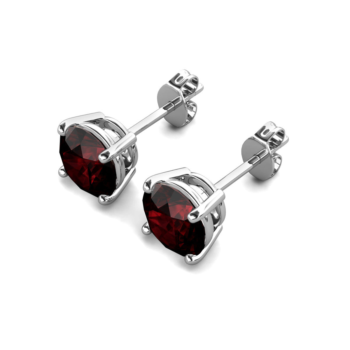 Magnolia 18k White Gold Plated Solitaire Stud Earrings with 1ct Simulated Diamond Crystals
