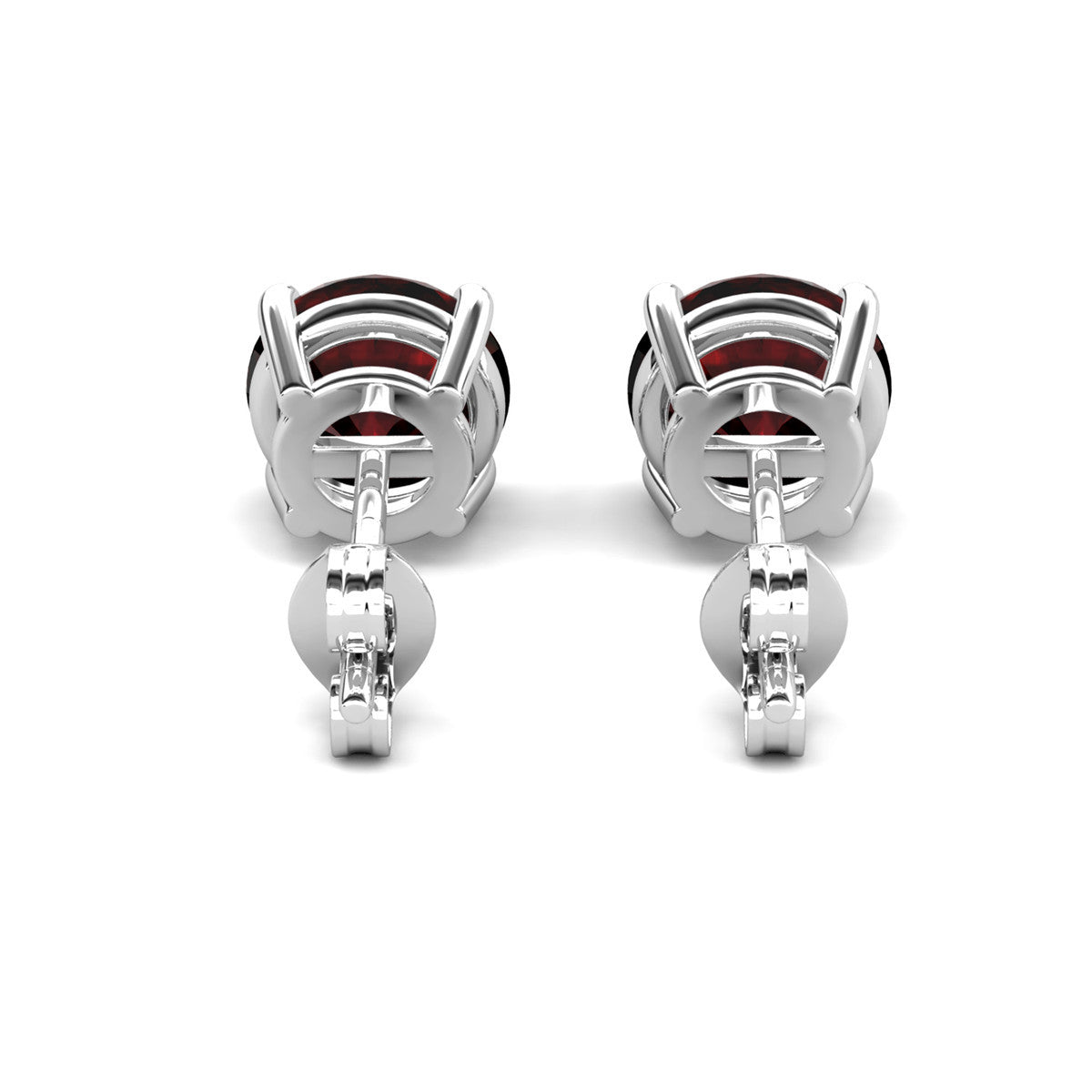 Magnolia 18k White Gold Plated Solitaire Stud Earrings with 1ct Simulated Diamond Crystals
