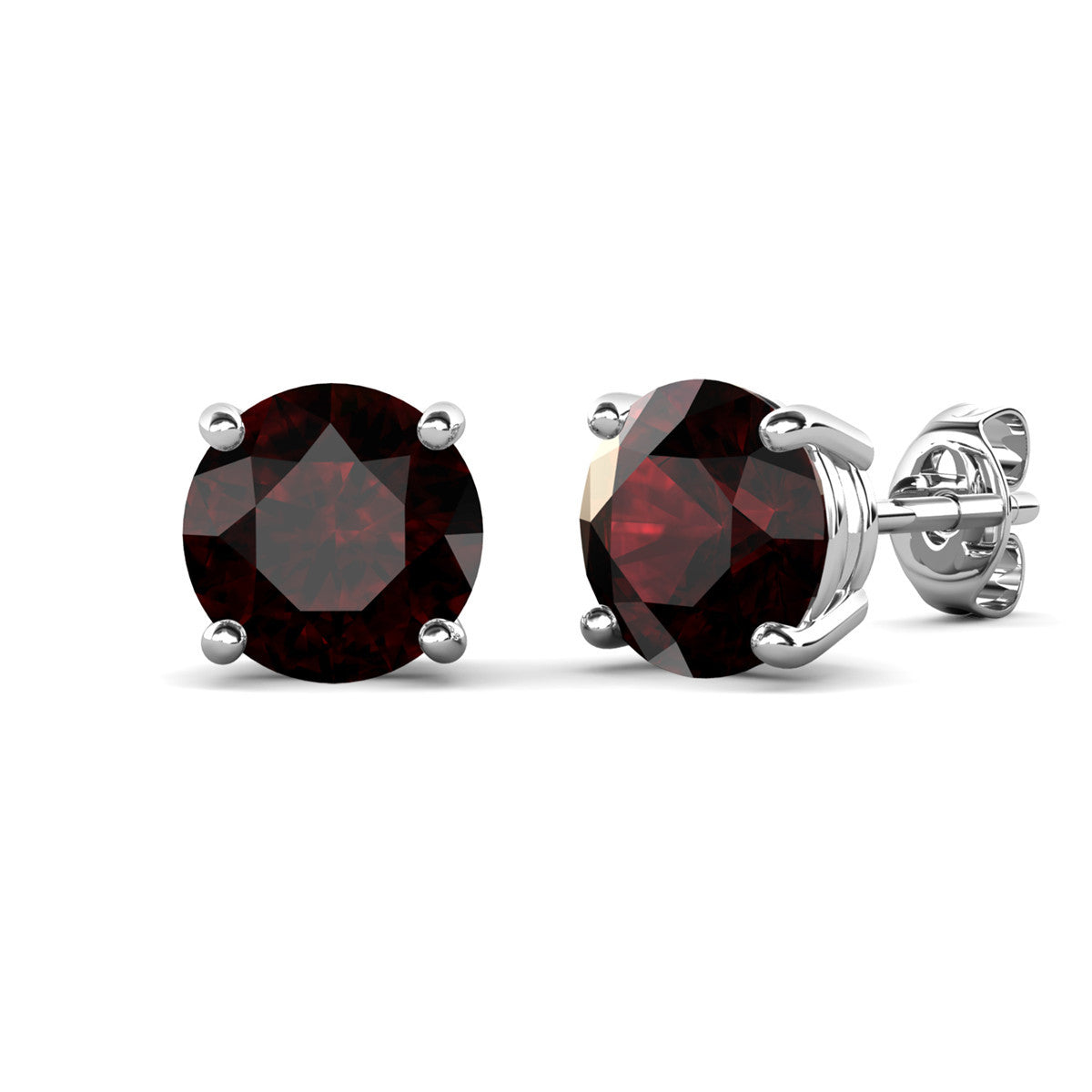 Magnolia 18k White Gold Plated Solitaire Stud Earrings with 1ct Simulated Diamond Crystals