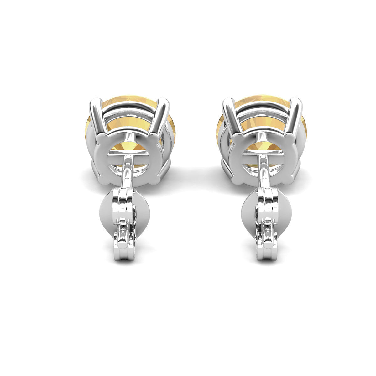 Magnolia 18k White Gold Plated Solitaire Stud Earrings with 1ct Simulated Diamond Crystals