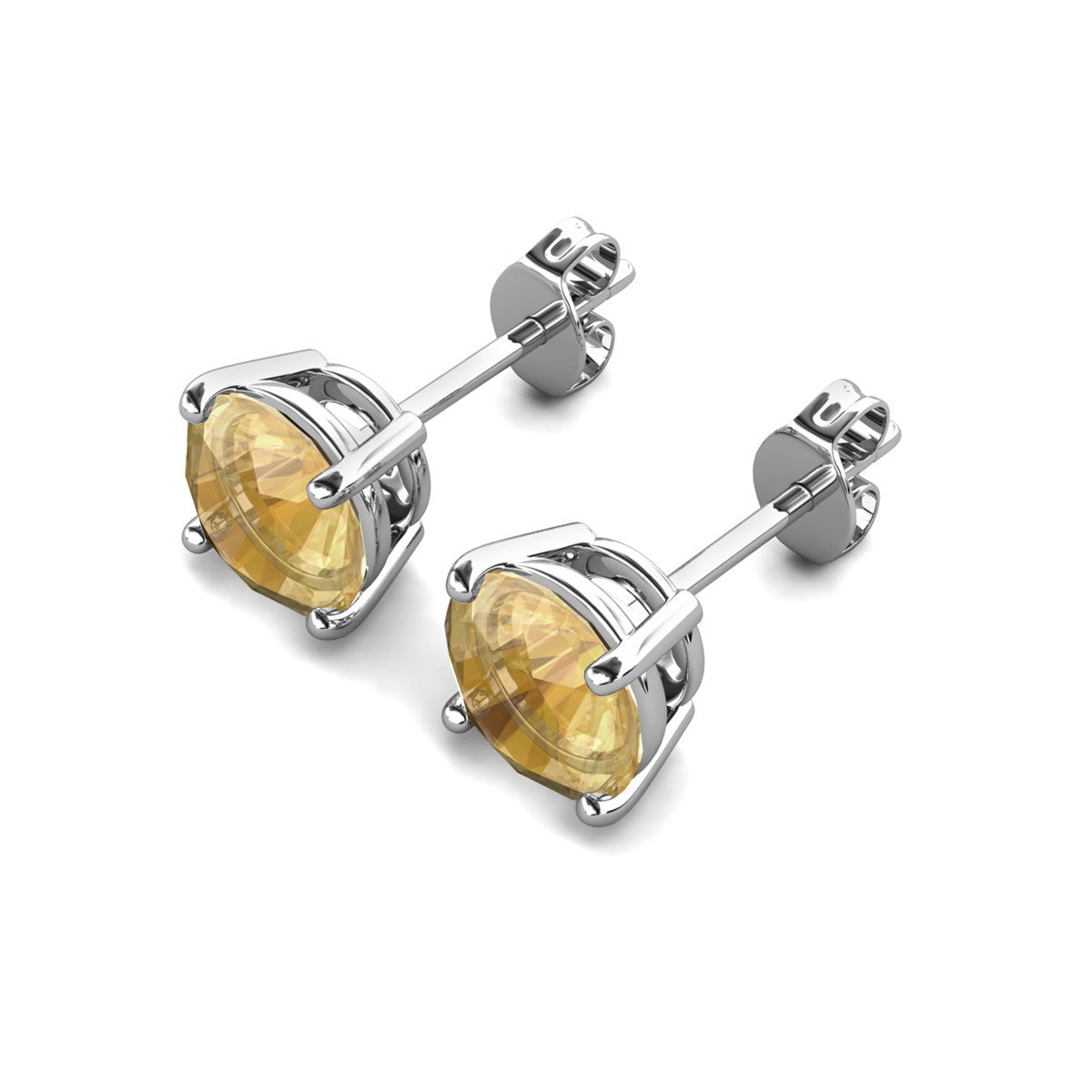 Magnolia 18k White Gold Plated Solitaire Stud Earrings with 1ct Simulated Diamond Crystals