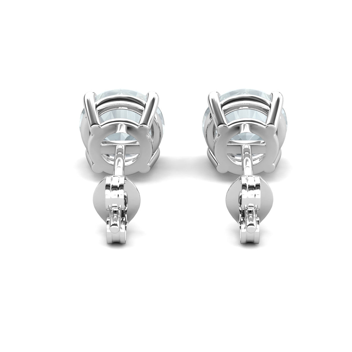 Magnolia 18k White Gold Plated Solitaire Stud Earrings with 1ct Simulated Diamond Crystals