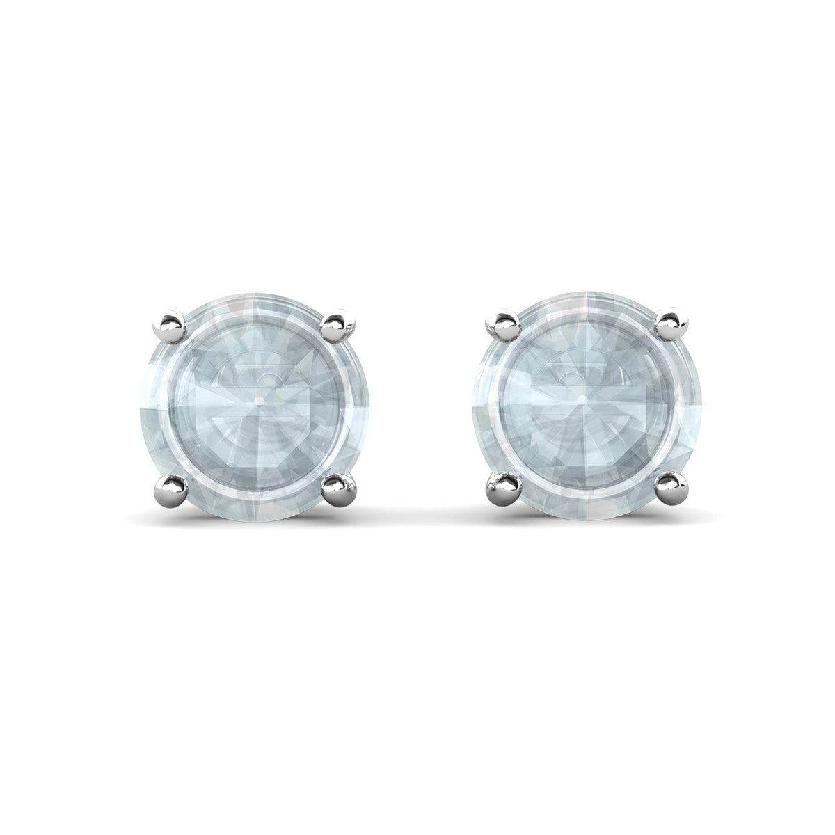 Magnolia 18k White Gold Plated Solitaire Stud Earrings with 1ct Simulated Diamond Crystals