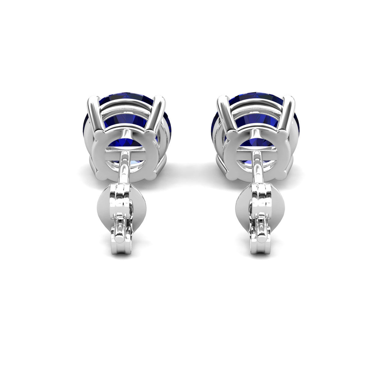 Magnolia 18k White Gold Plated Solitaire Stud Earrings with 1ct Simulated Diamond Crystals