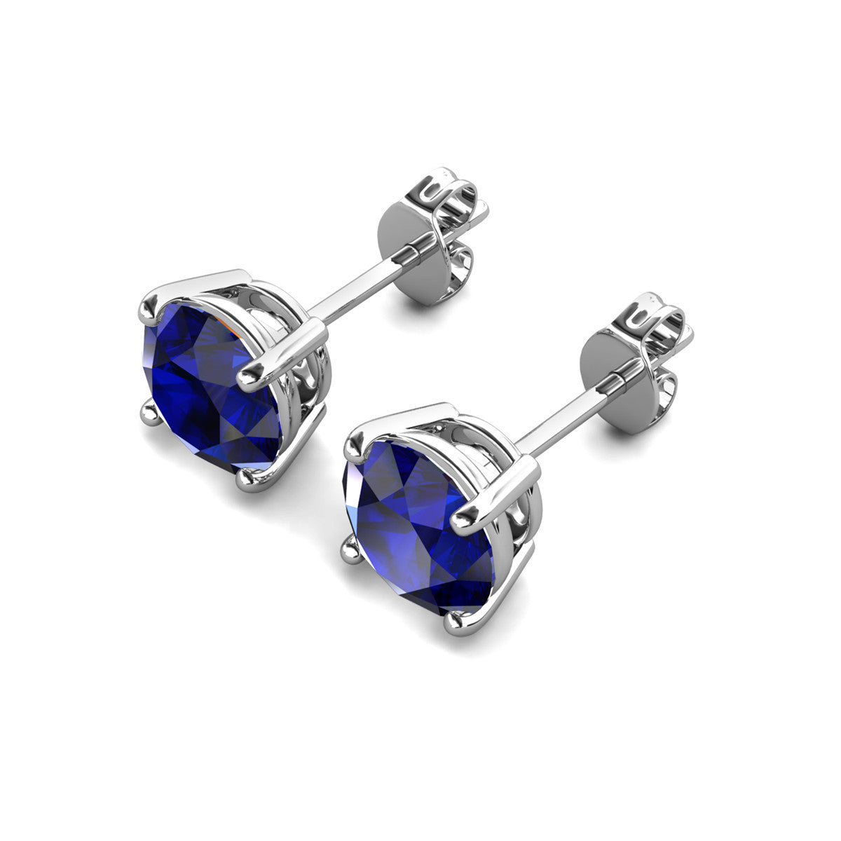 Magnolia 18k White Gold Plated Solitaire Stud Earrings with 1ct Simulated Diamond Crystals