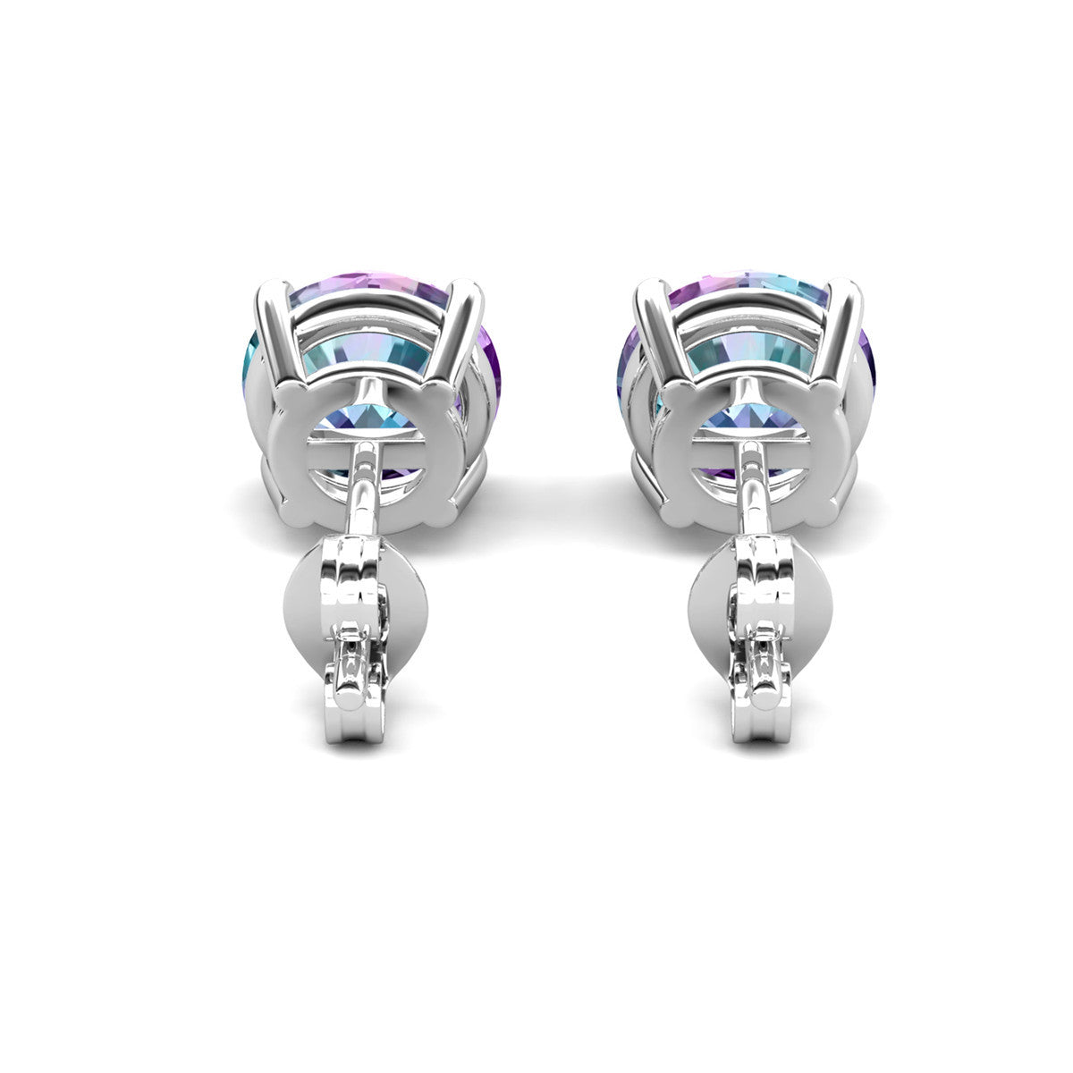 Magnolia 18k White Gold Plated Solitaire Stud Earrings with 1ct Simulated Diamond Crystals