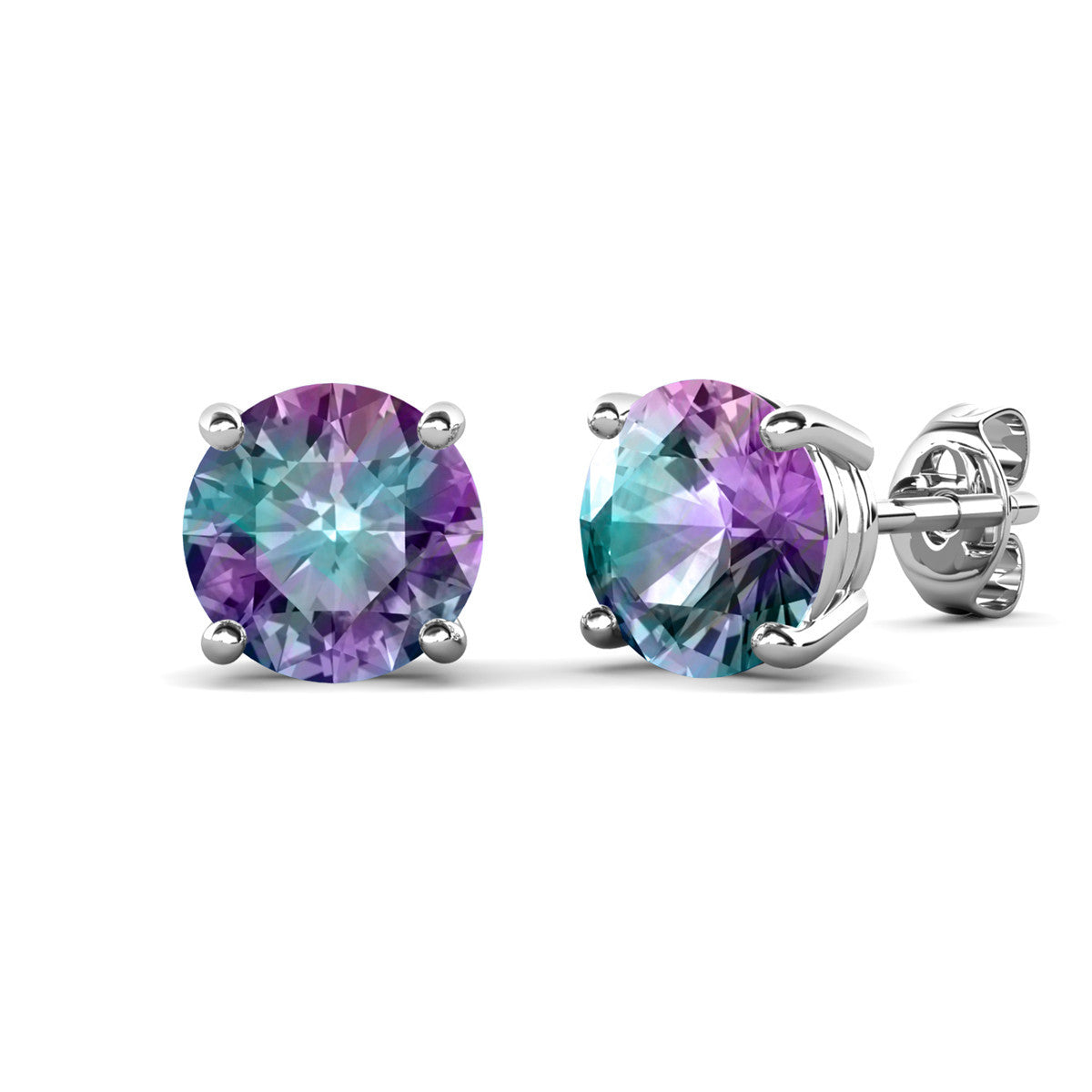 Magnolia 18k White Gold Plated Solitaire Stud Earrings with 1ct Simulated Diamond Crystals