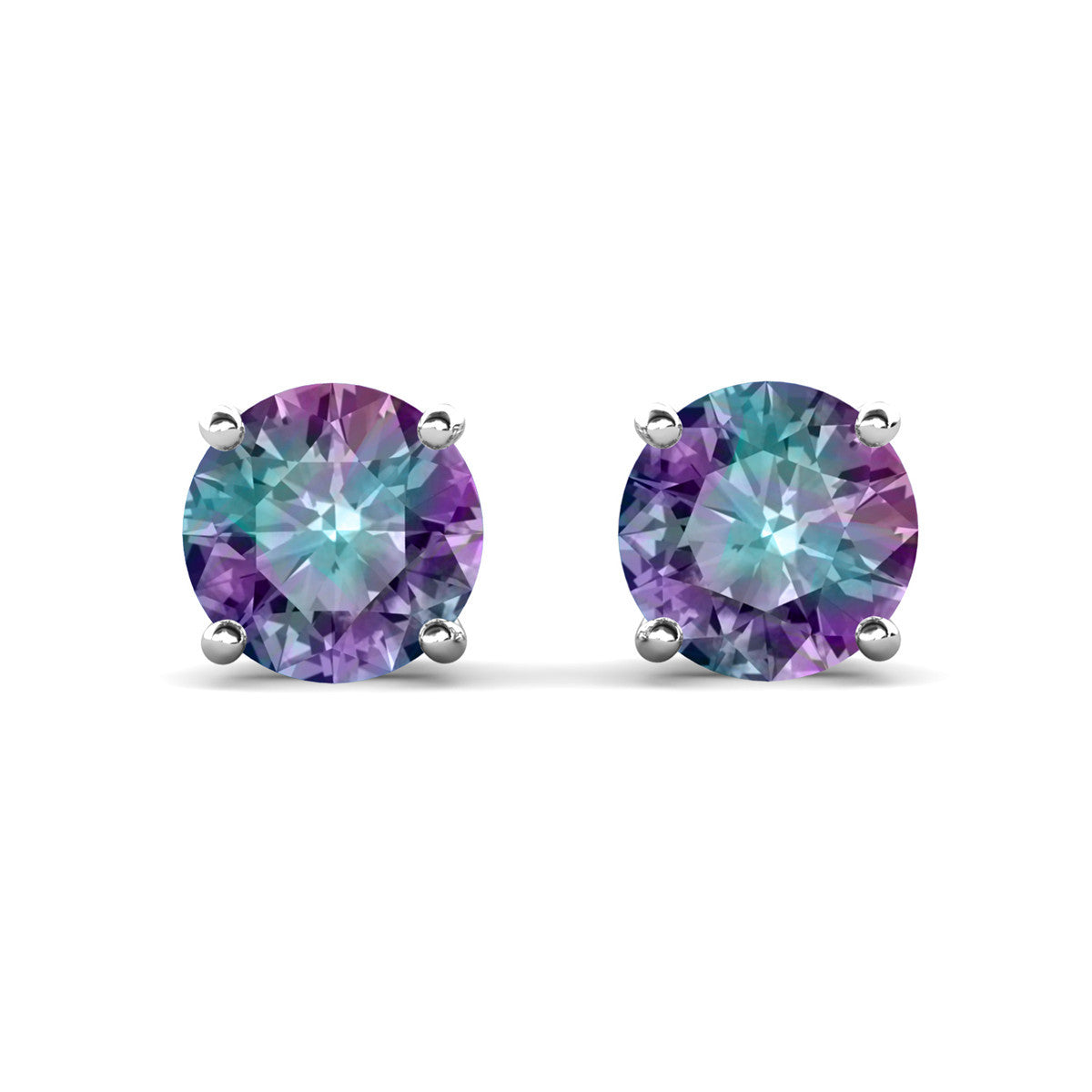 Magnolia 18k White Gold Plated Solitaire Stud Earrings with 1ct Simulated Diamond Crystals
