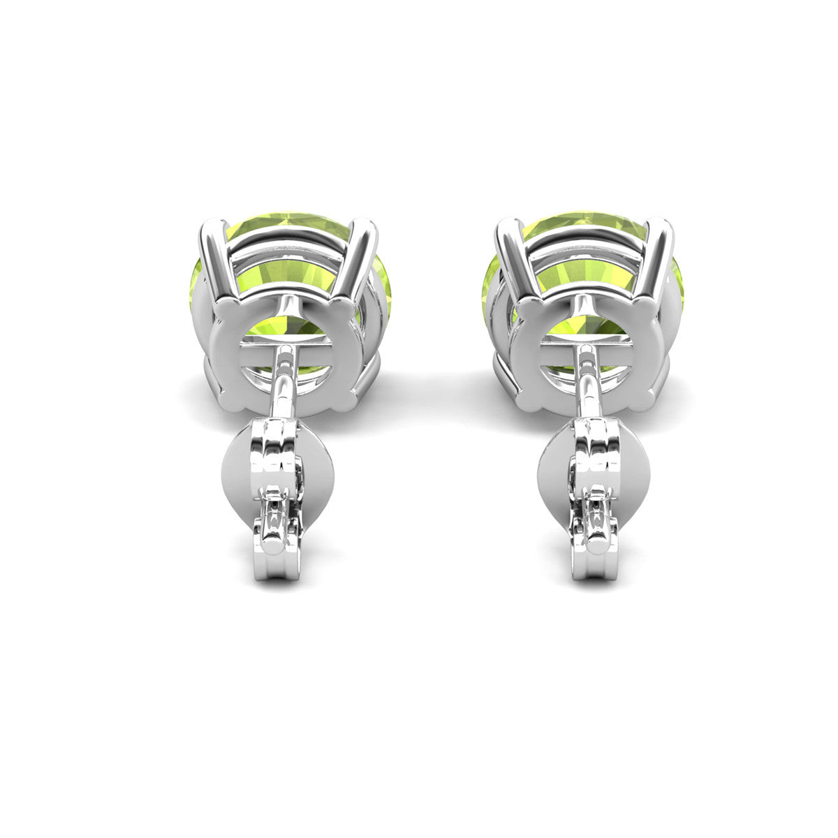 Magnolia 18k White Gold Plated Solitaire Stud Earrings with 1ct Simulated Diamond Crystals