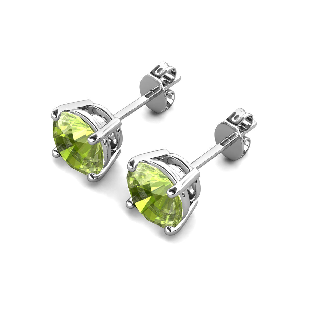 Magnolia 18k White Gold Plated Solitaire Stud Earrings with 1ct Simulated Diamond Crystals