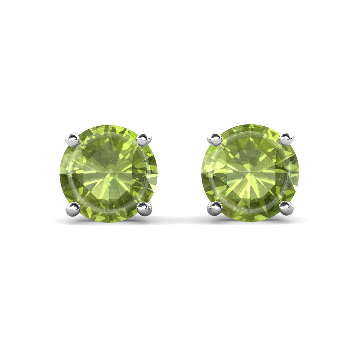 Magnolia 18k White Gold Plated Solitaire Stud Earrings with 1ct Simulated Diamond Crystals