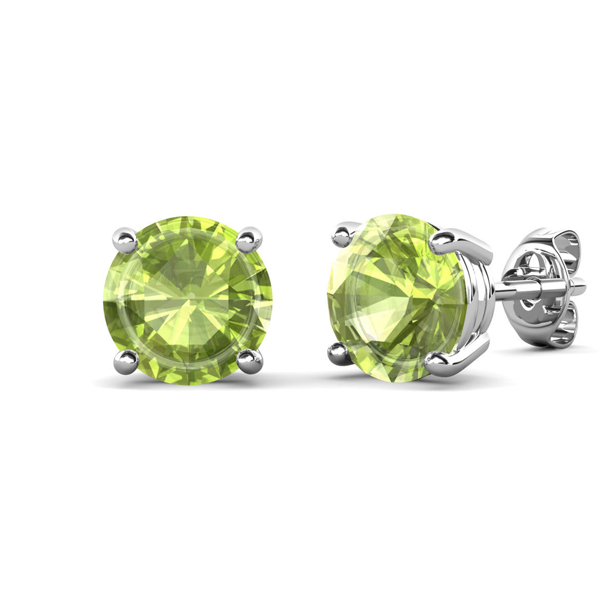 Magnolia 18k White Gold Plated Solitaire Stud Earrings with 1ct Simulated Diamond Crystals