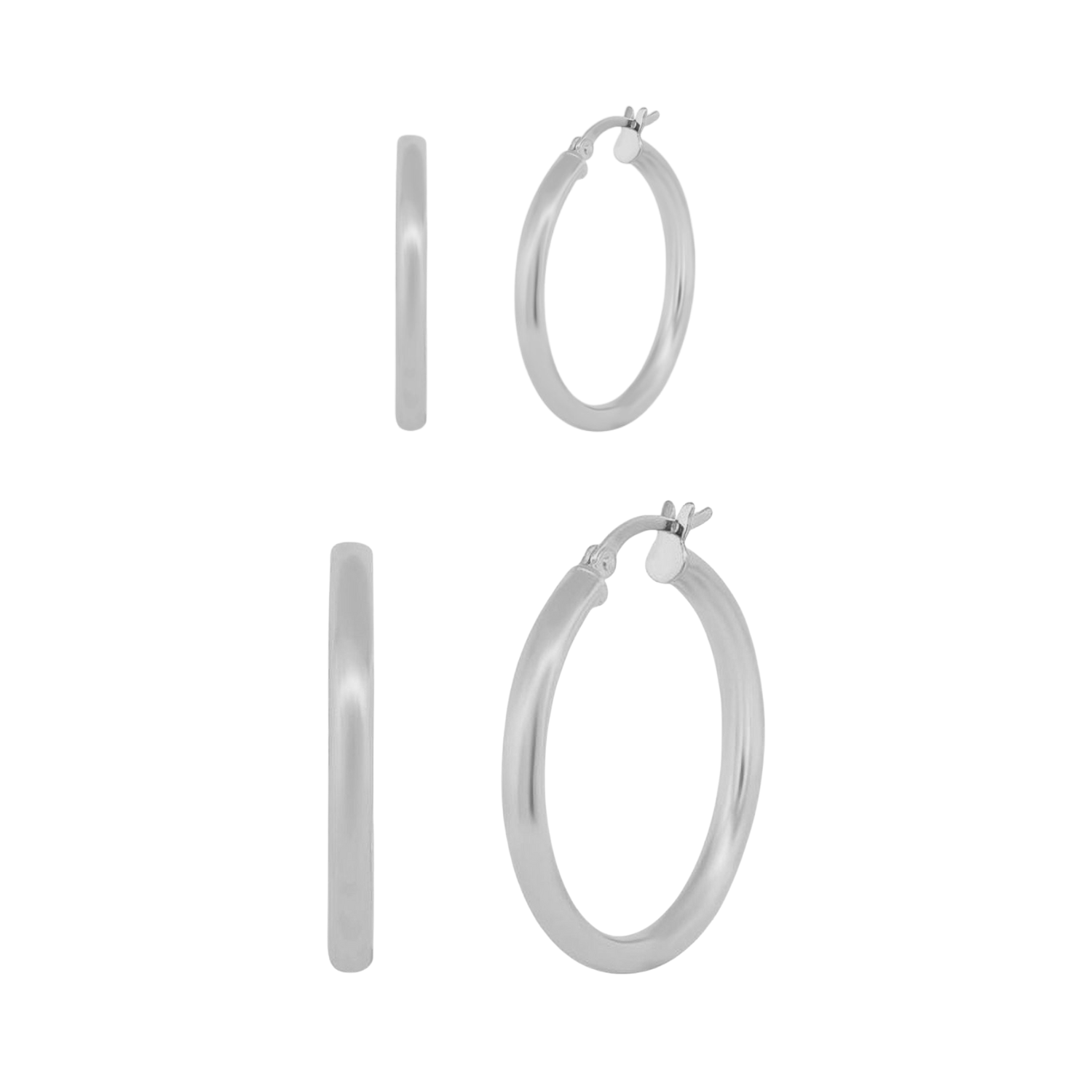 Pack of 2 - Amy 18k White Gold Plated 20/30mm Hoop Earrings