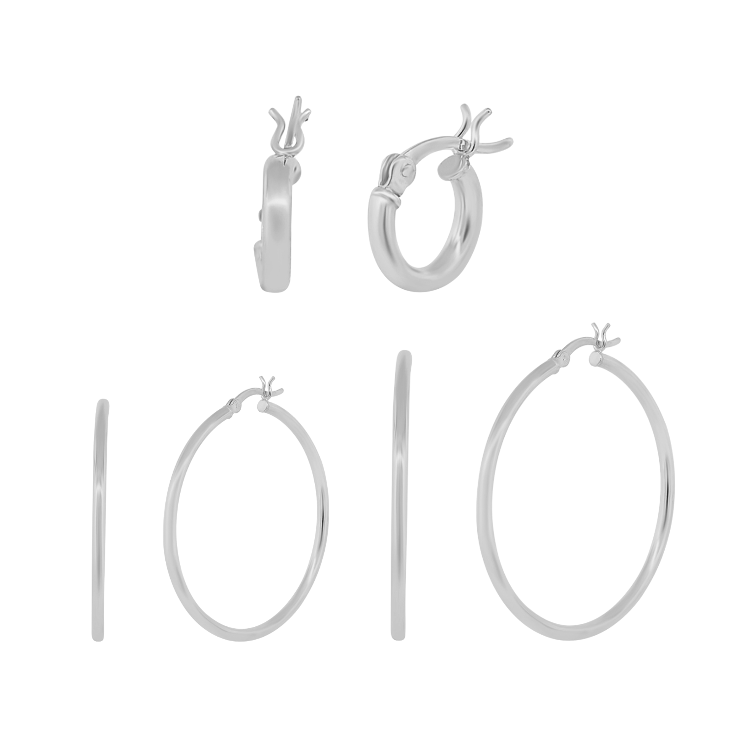 Pack of 3 - Monica 18k White Gold Plated 10/40/50mm Hoop Earrings